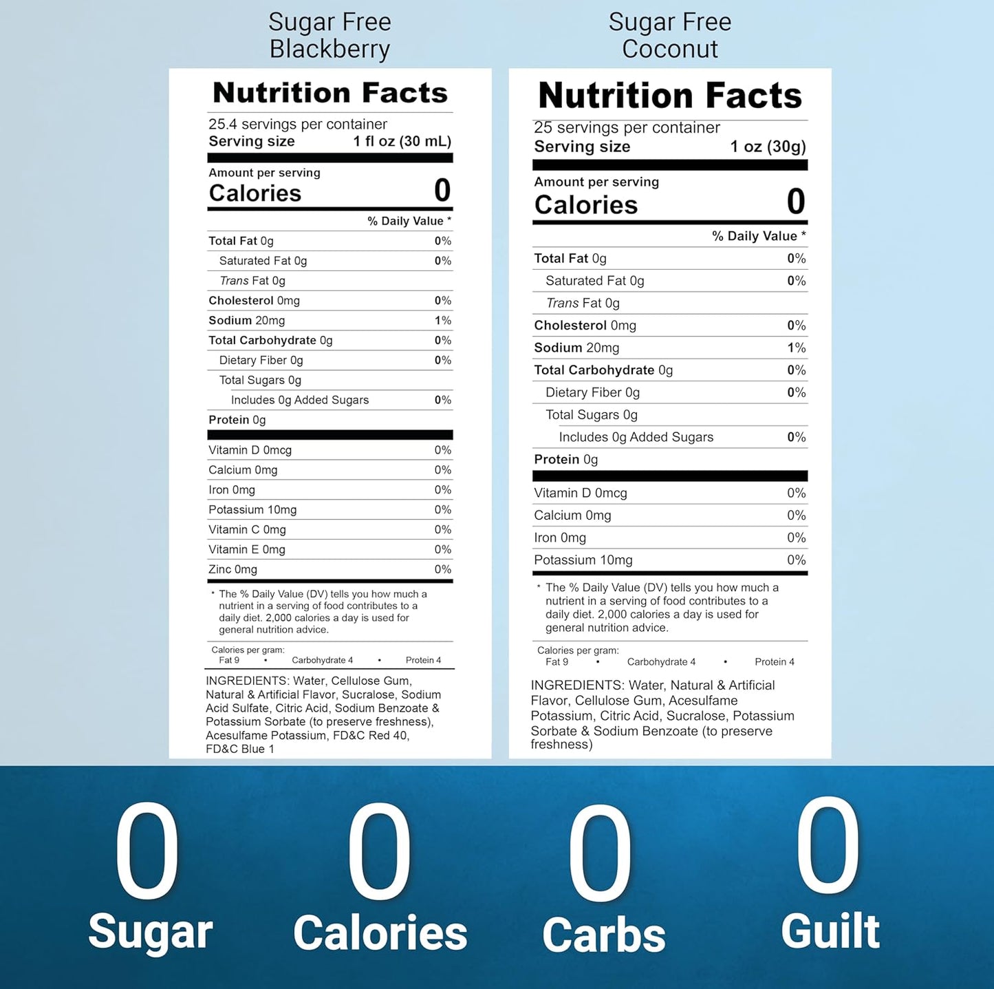 Syruvia sugar free blackberry coconut nutrition facts
