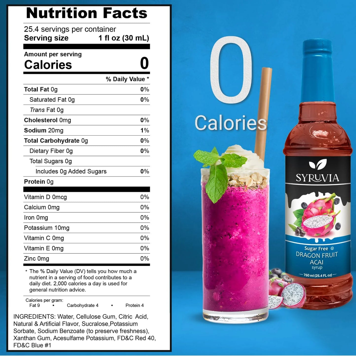 Syruvia sugar free dragon fruit syrup nutrition facts