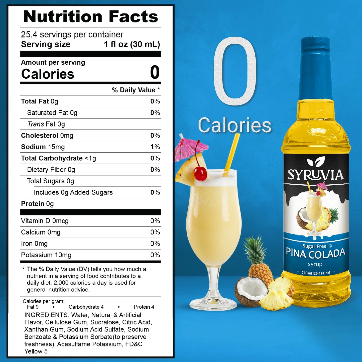 Syruvia sugar free pina colada syrup nutrition facts