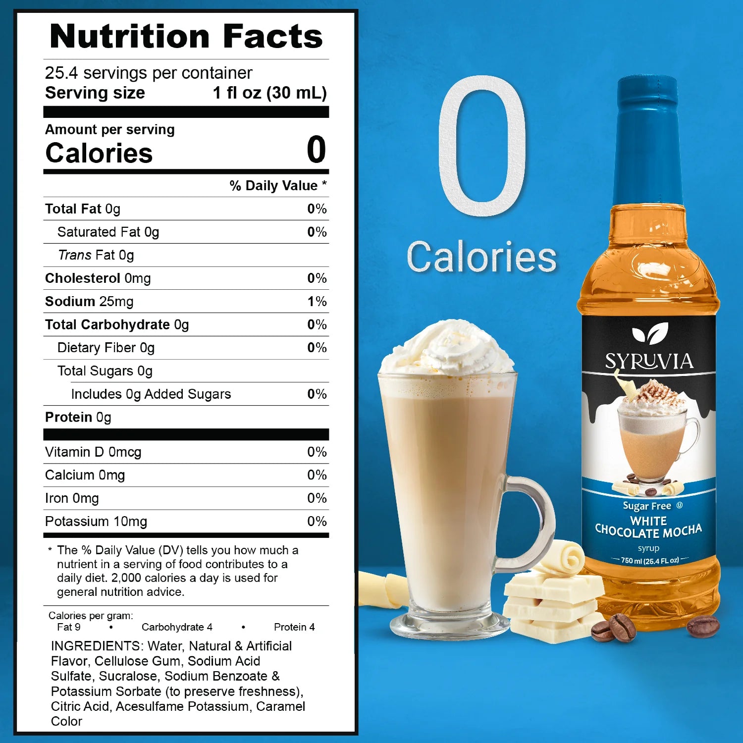 Syruvia sugar free white chocolate mocha syrup nutrition facts