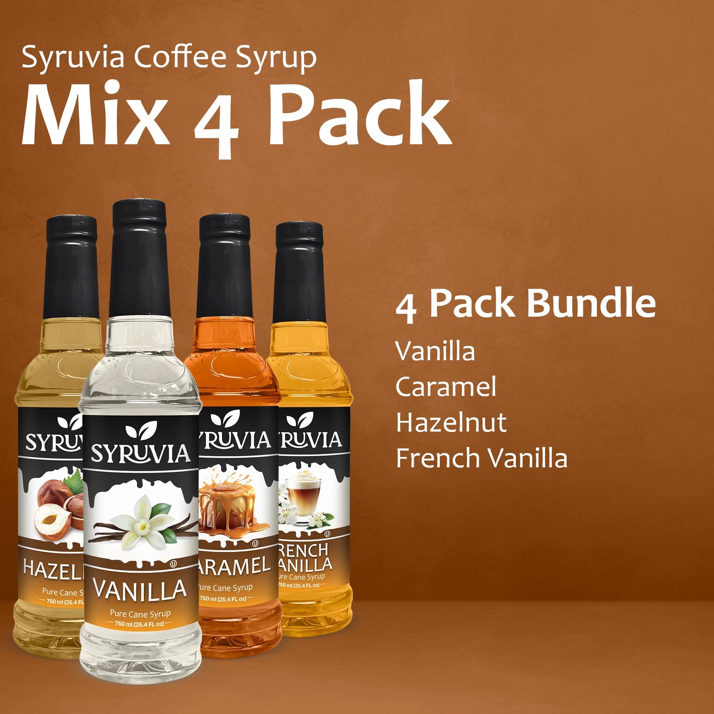 Variety Pack, Vanilla, Caramel, Hazelnut, and French Vanilla Syrup