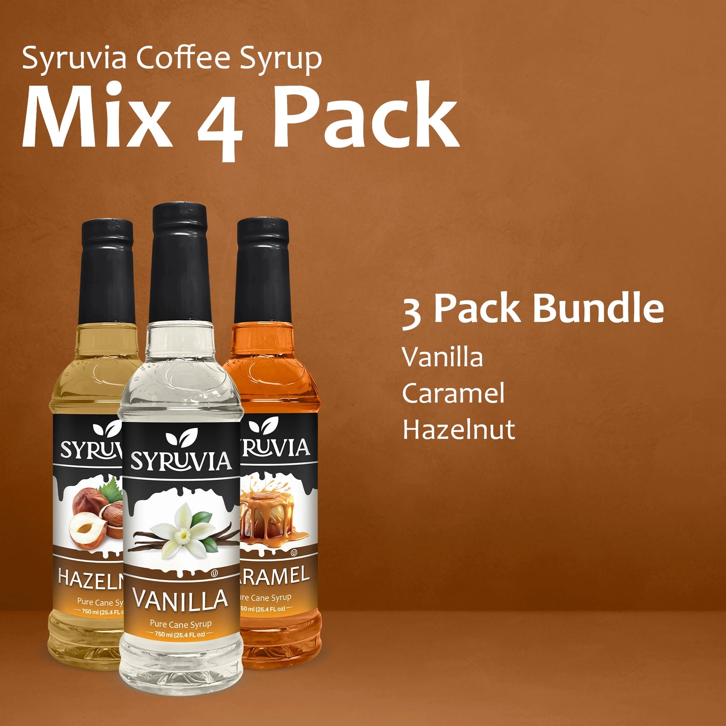 Variety Pack, Vanilla, Caramel, and Hazelnut Syrup