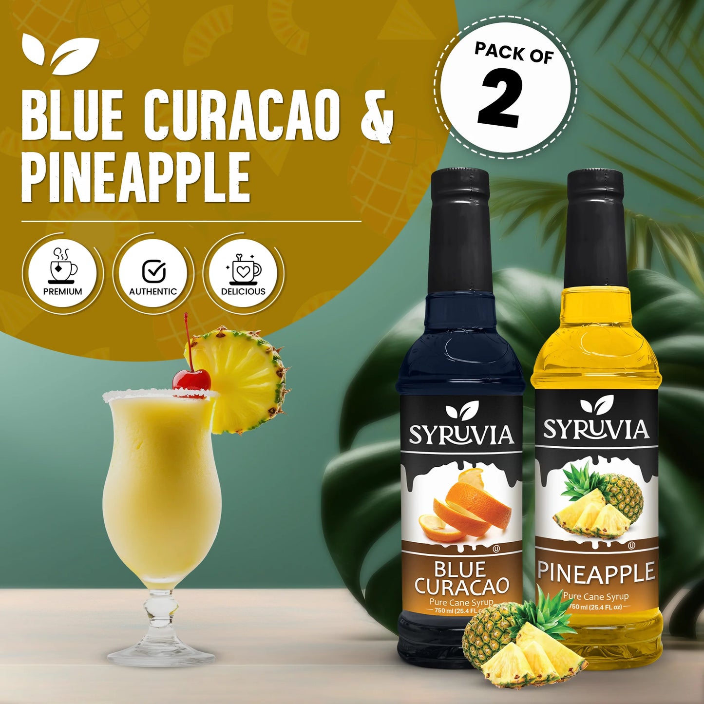 Variety Pack, Blue Curacao, and Pineapple Syrup