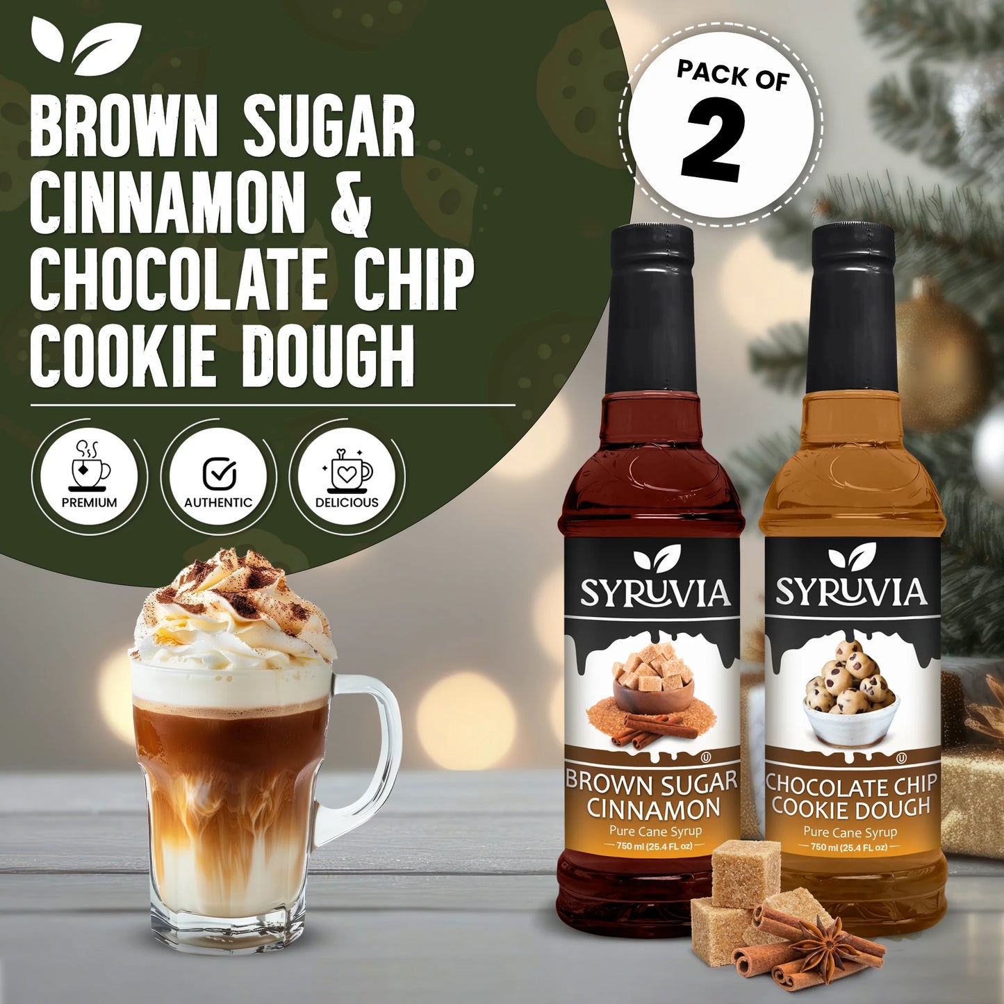 Variety Pack, Brown Sugar Cinnamon, and Chocolate Chip Cookie Dough Syrup