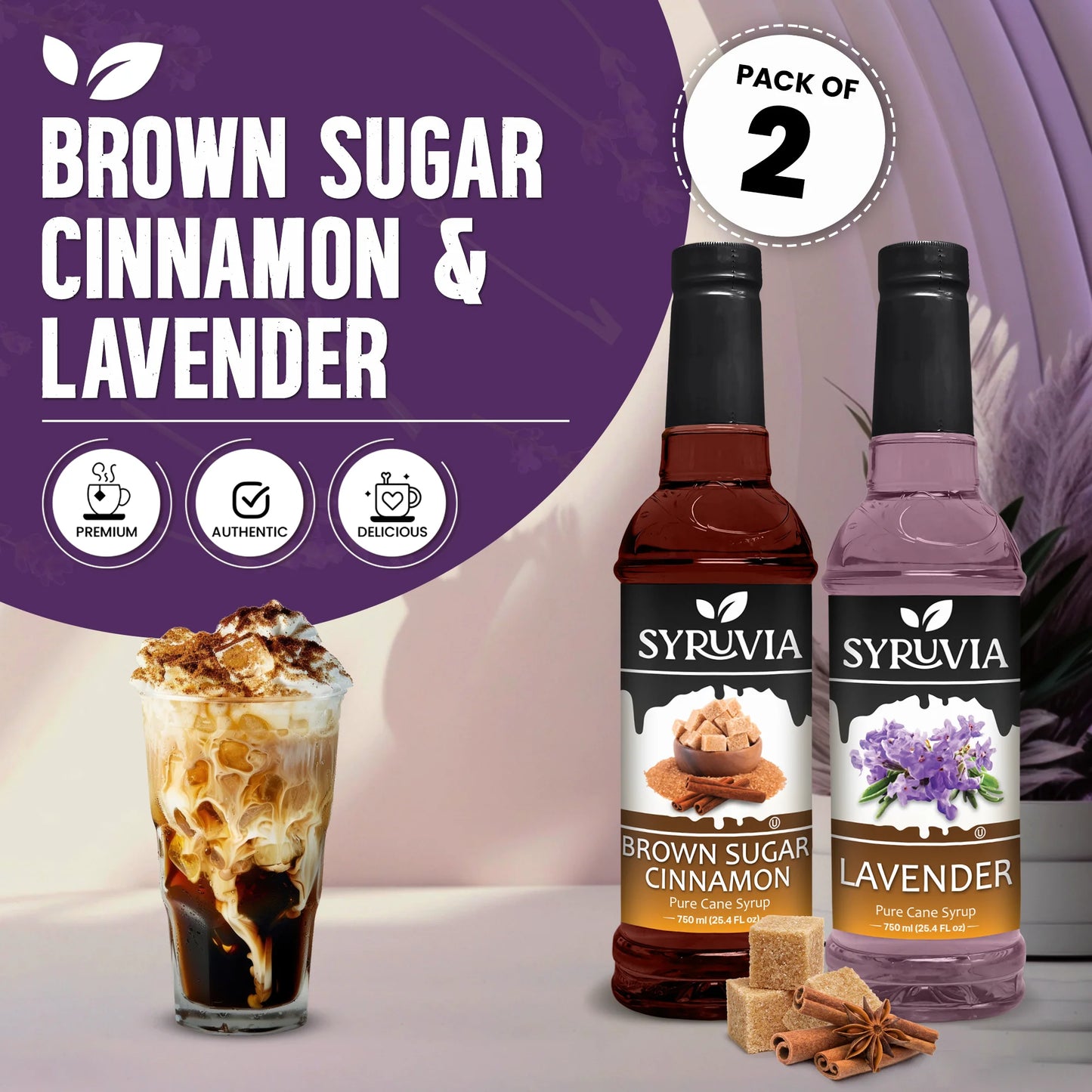 Variety Pack, Brown Sugar Cinnamon, and Lavender Syrup