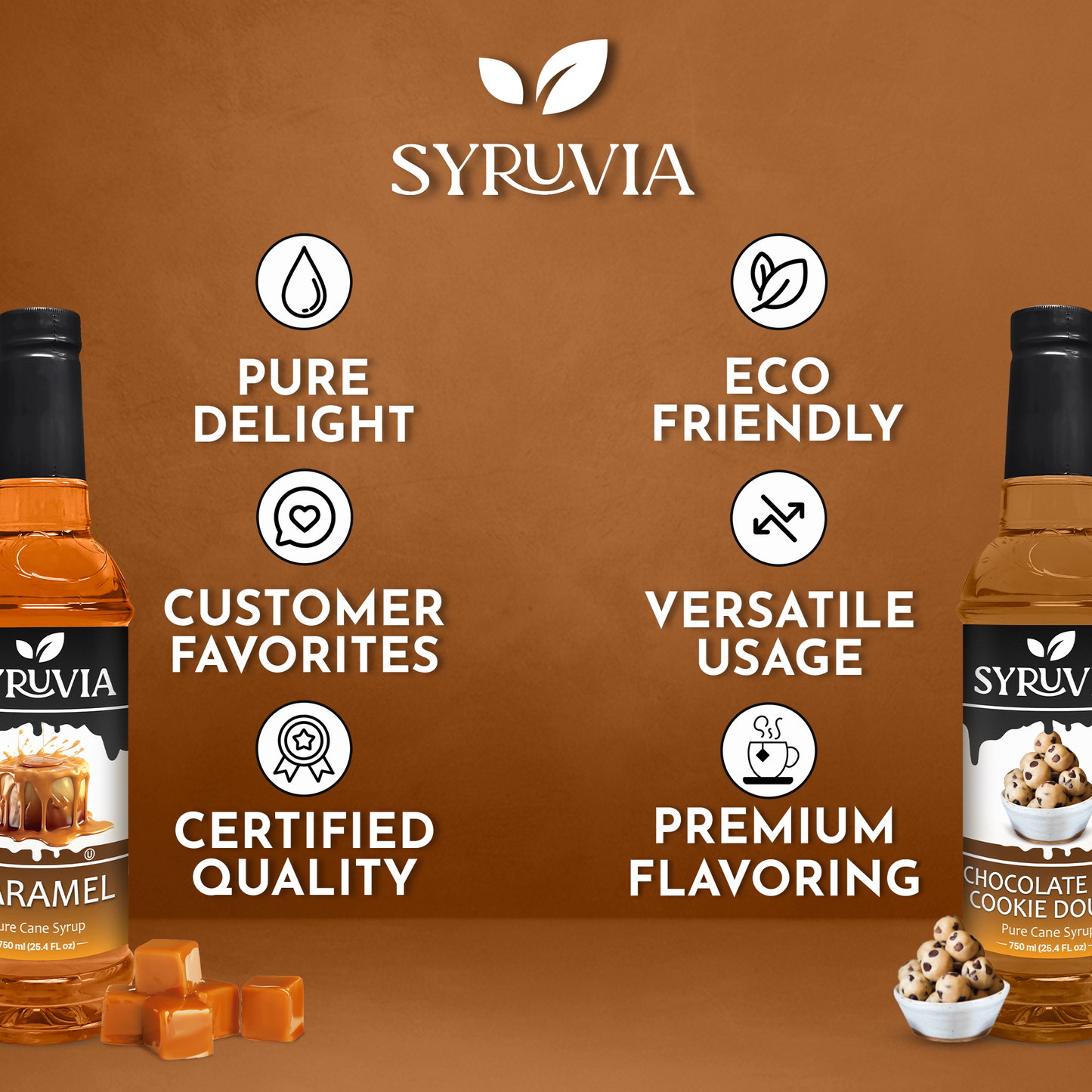 Variety Pack, Caramel, and Chocolate Chip Cookie Dough Syrup