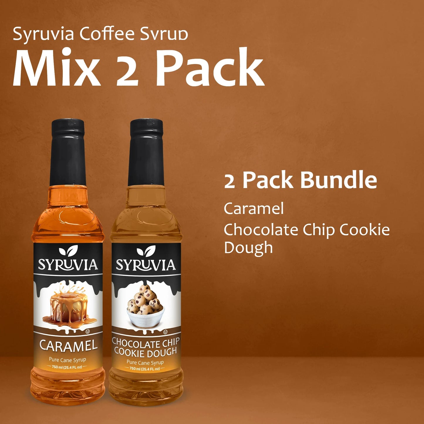 Variety Pack, Caramel, and Chocolate Chip Cookie Dough Syrup