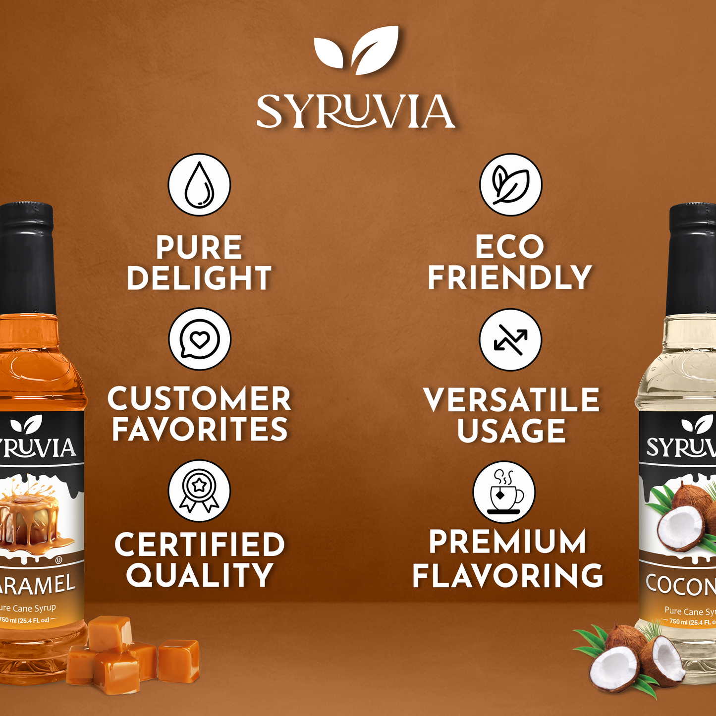Variety Pack, Caramel, and Coconut Syrup