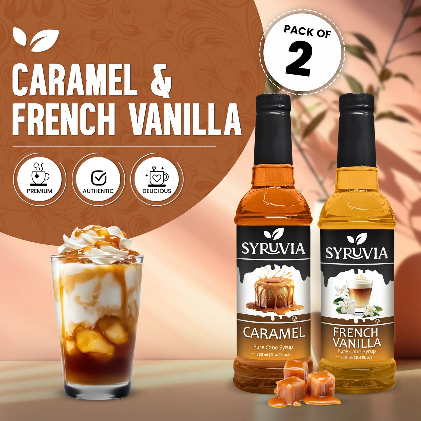 Variety Pack, Caramel, and French Vanilla Syrup
