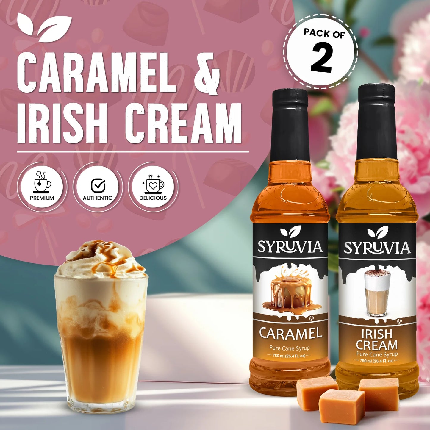 Variety Pack, Caramel, and Irish Cream Syrup