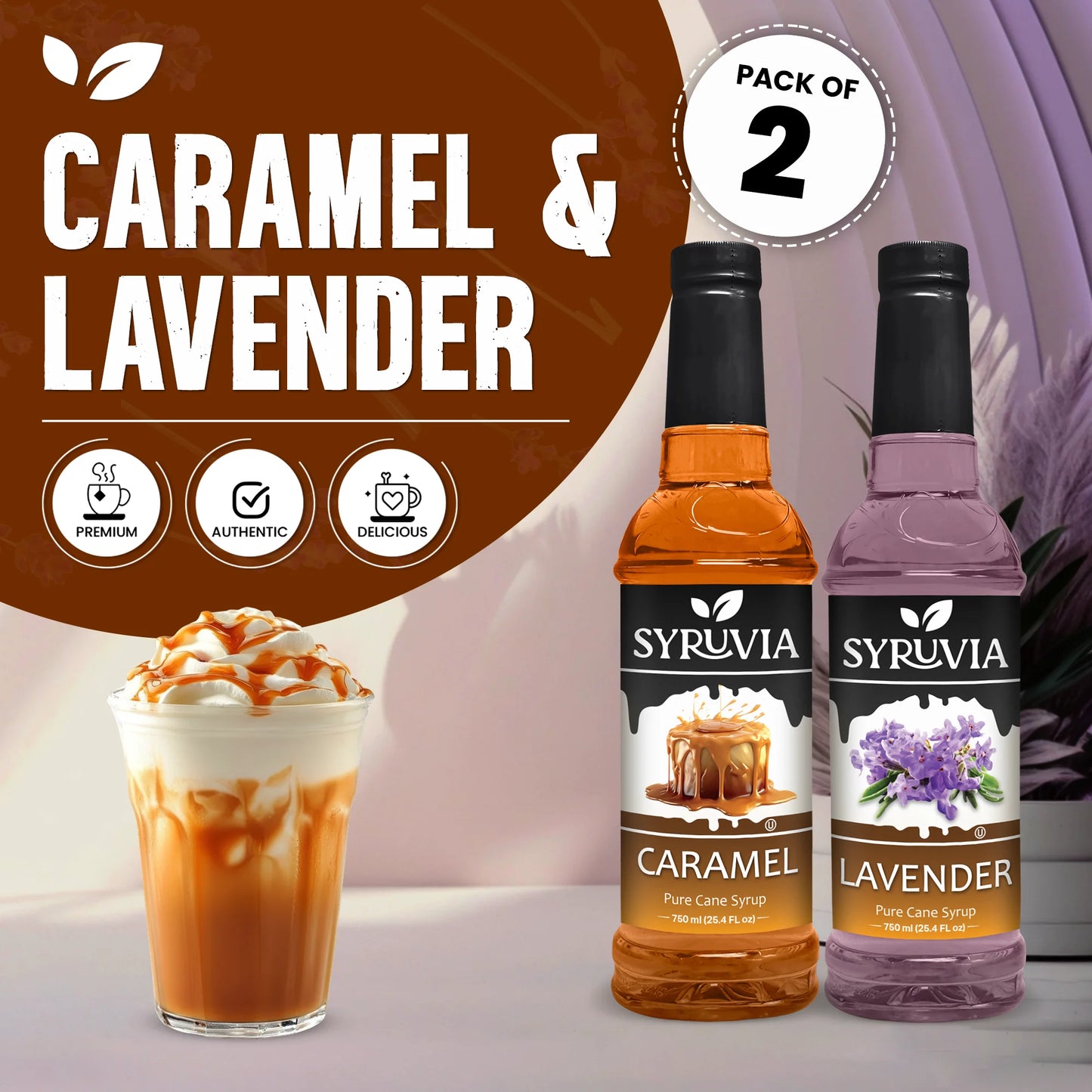 Variety Pack, Caramel, and Lavender Syrup