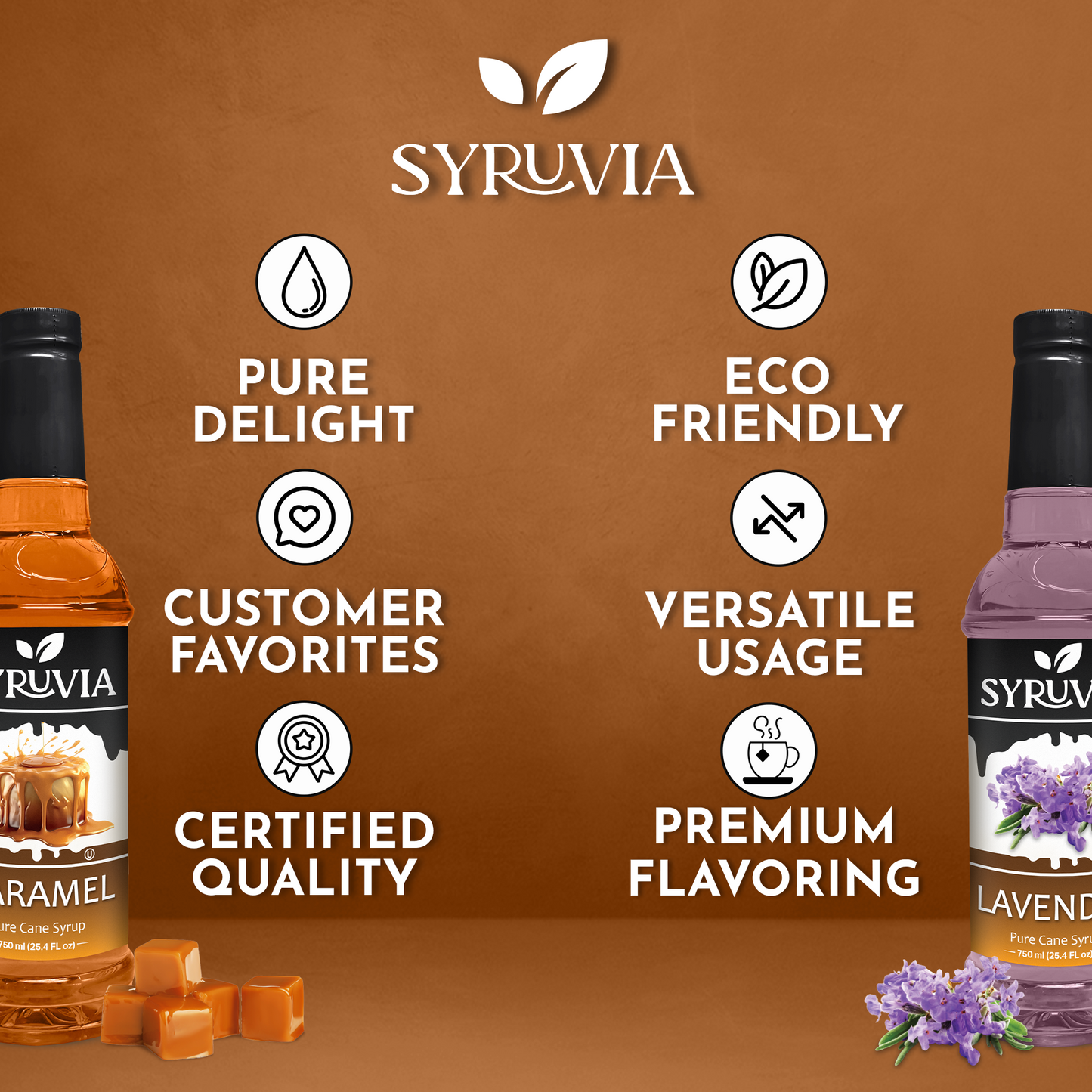 Variety Pack, Caramel, and Lavender Syrup