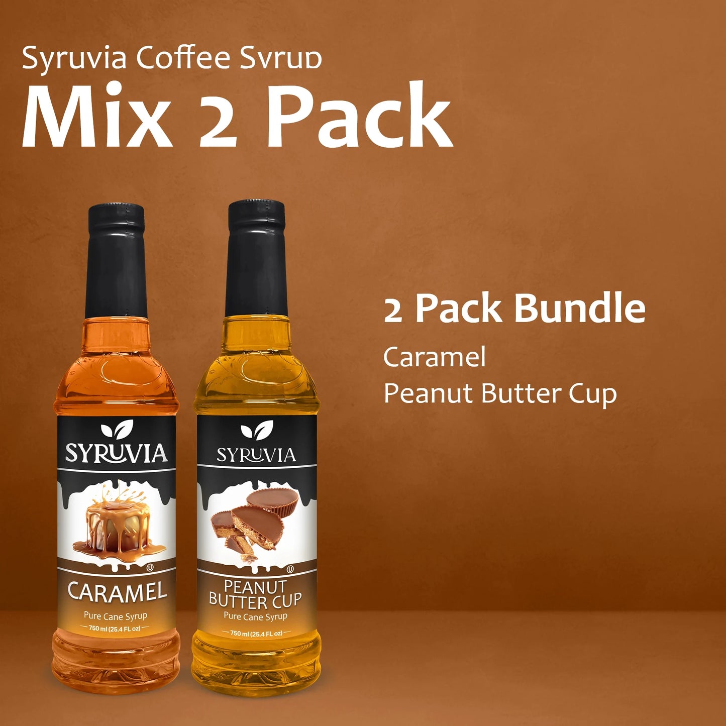Variety Pack, Caramel, and Peanut Butter Cup Syrup