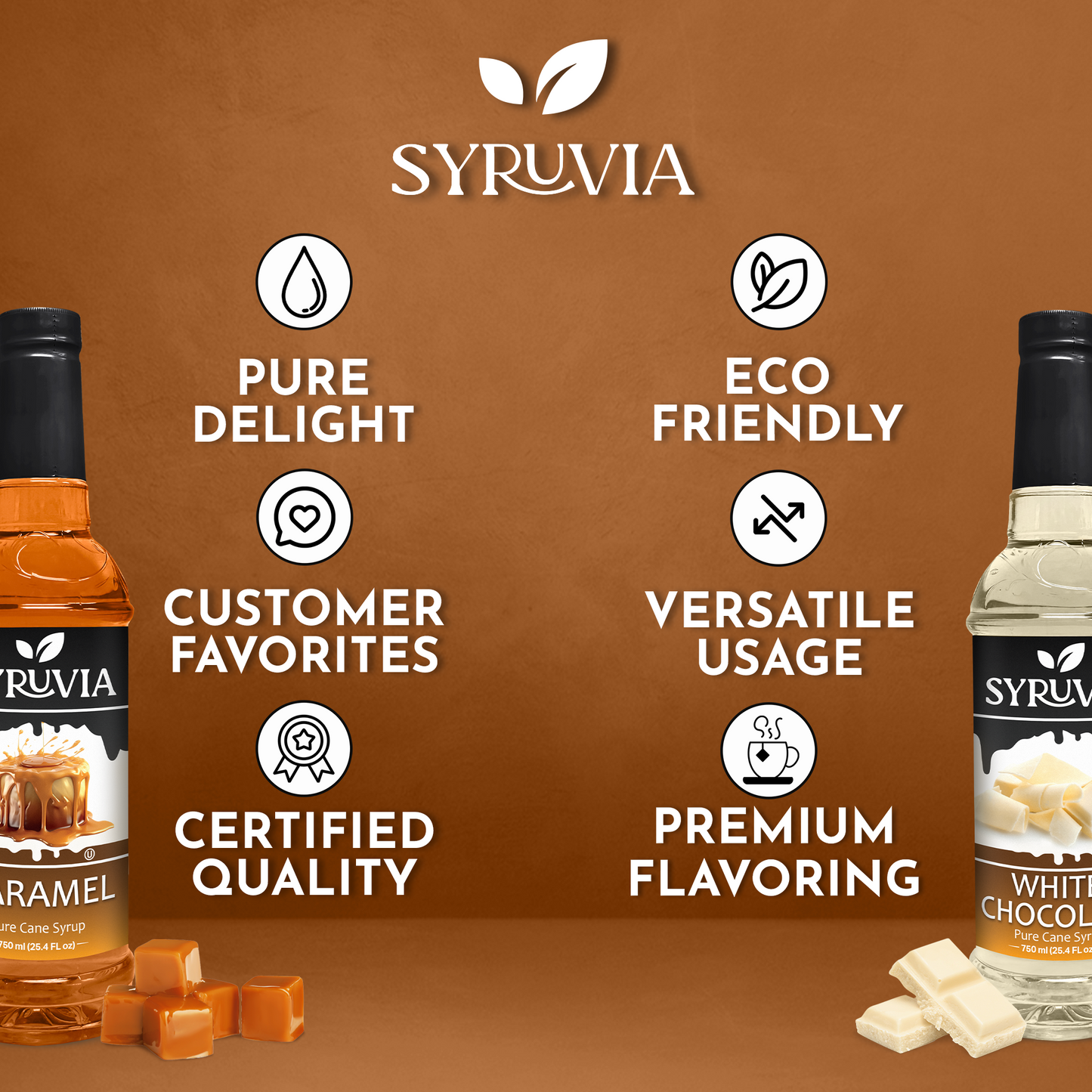 Variety Pack, Caramel, and White Chocolate Syrup