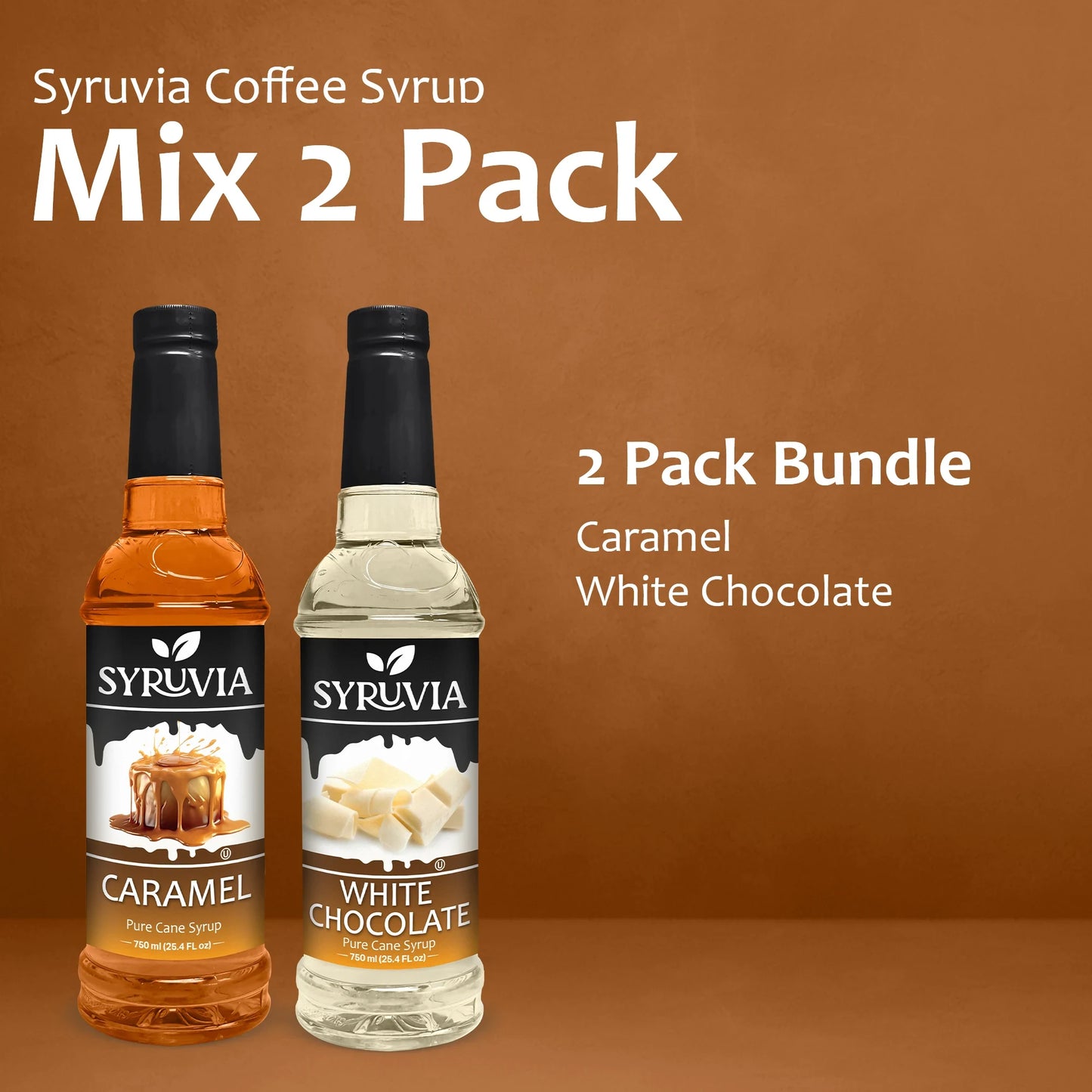 Variety Pack, Caramel, and White Chocolate Syrup