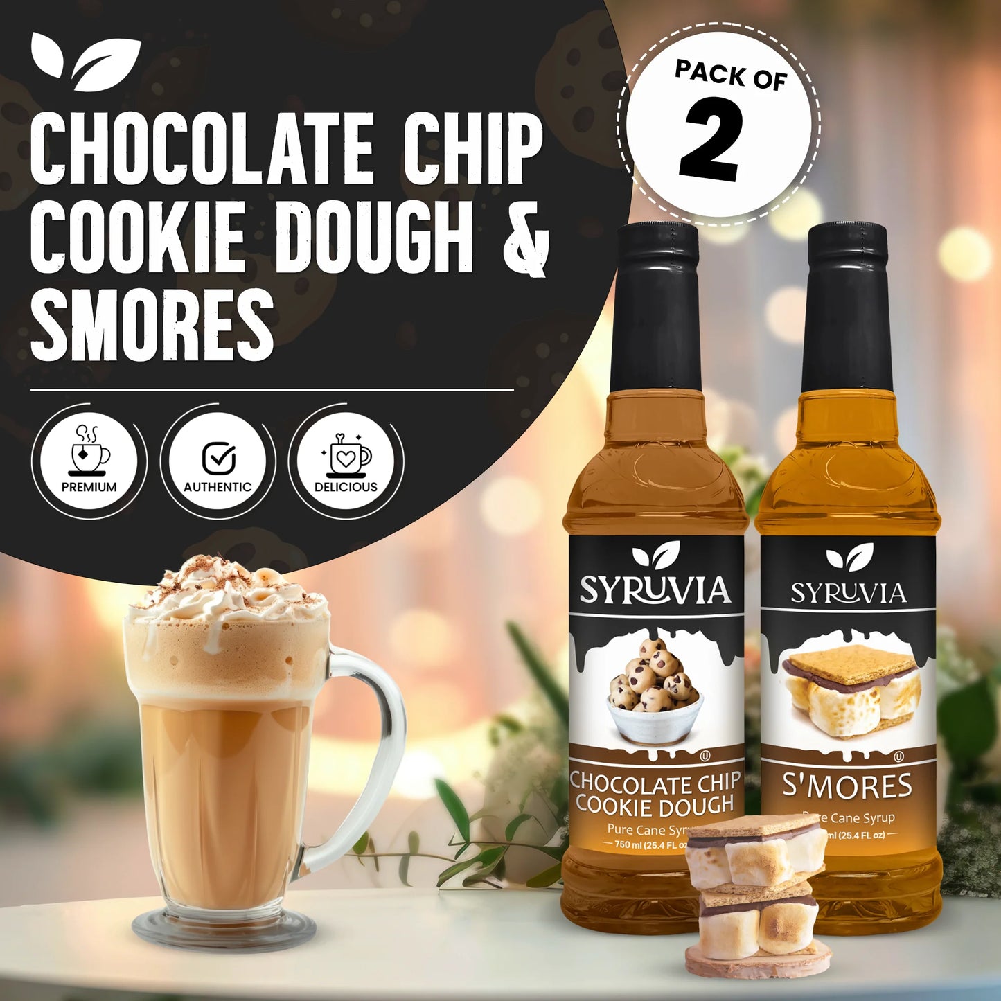 Variety Pack, Chocolate Chip Cookie Dough, and Smores Syrup