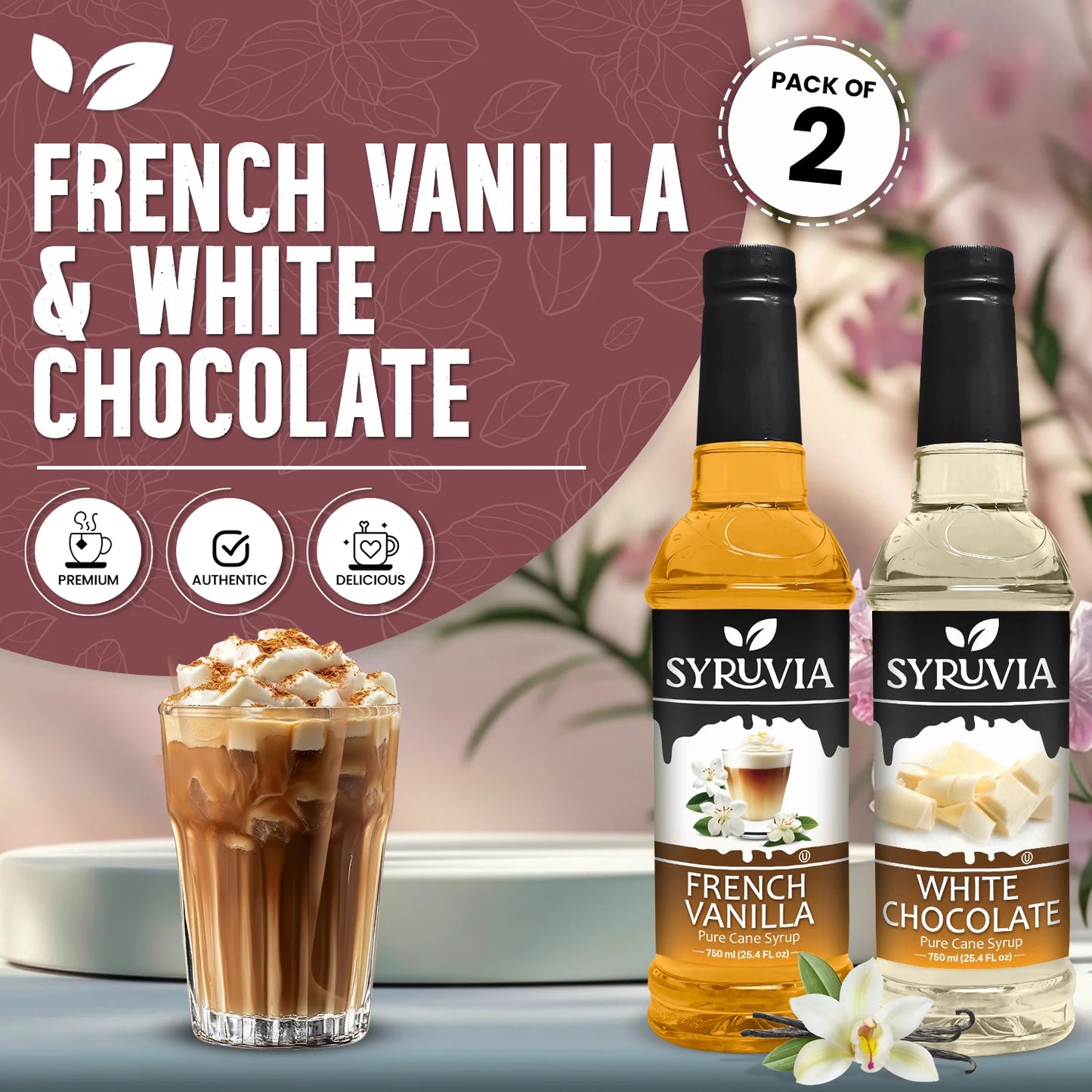 Variety Pack, French Vanilla, and White Chocolate Syrup