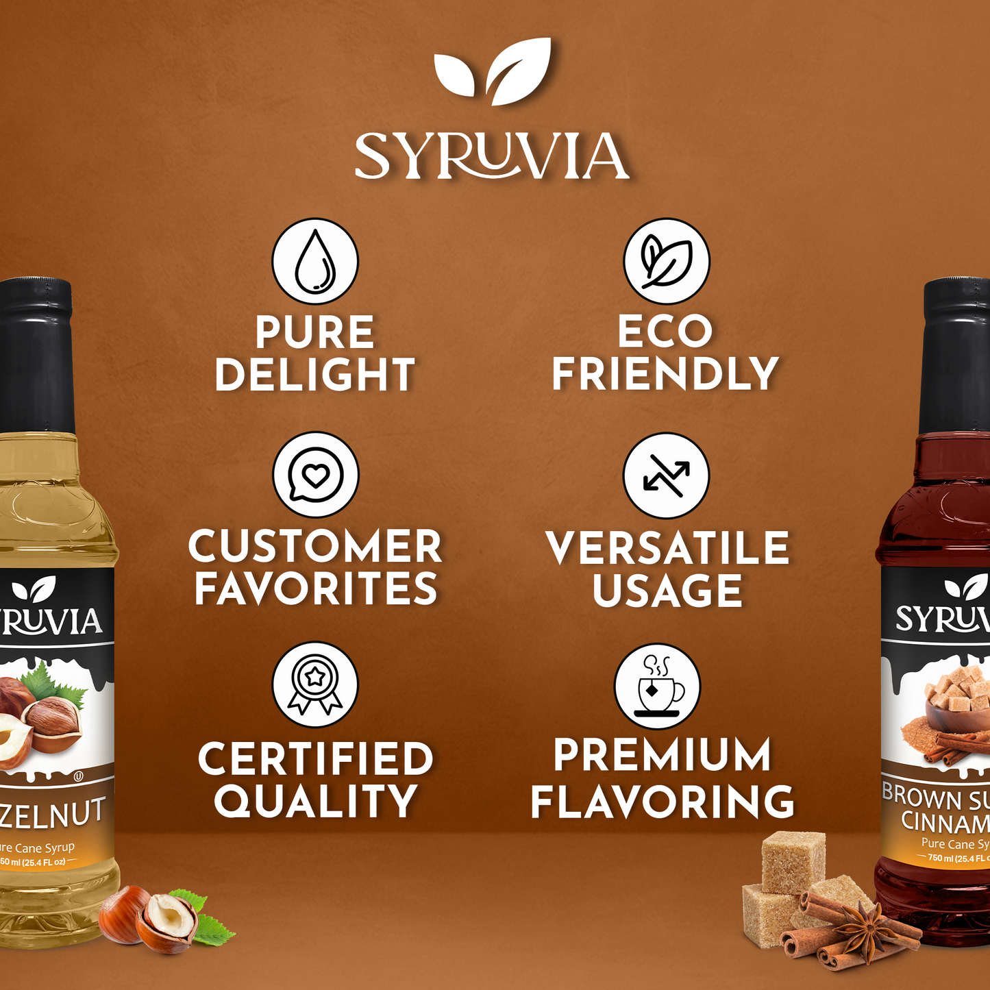 Variety Pack, Hazelnut, and Brown Sugar Cinnamon Syrup