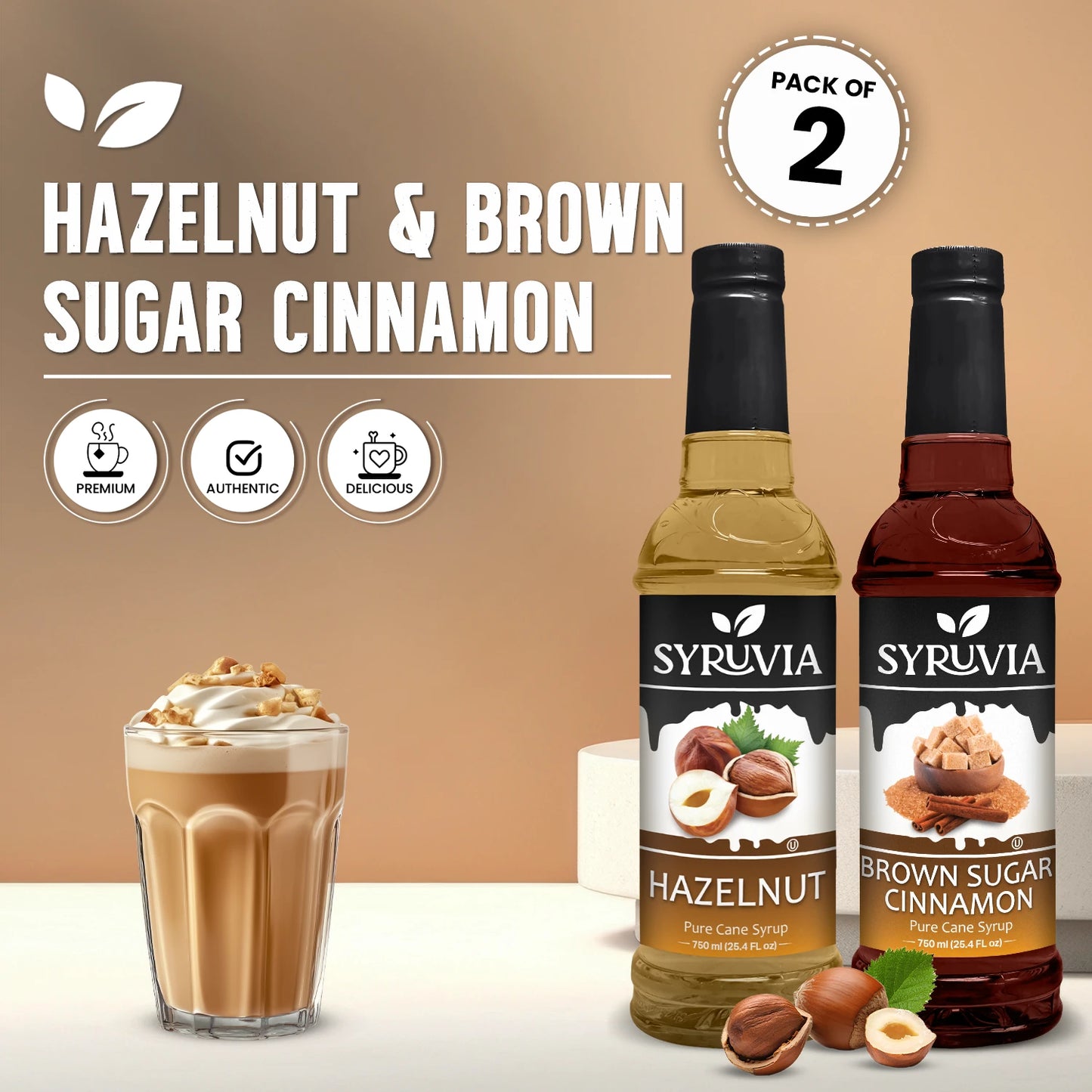 Variety Pack, Hazelnut, and Brown Sugar Cinnamon Syrup