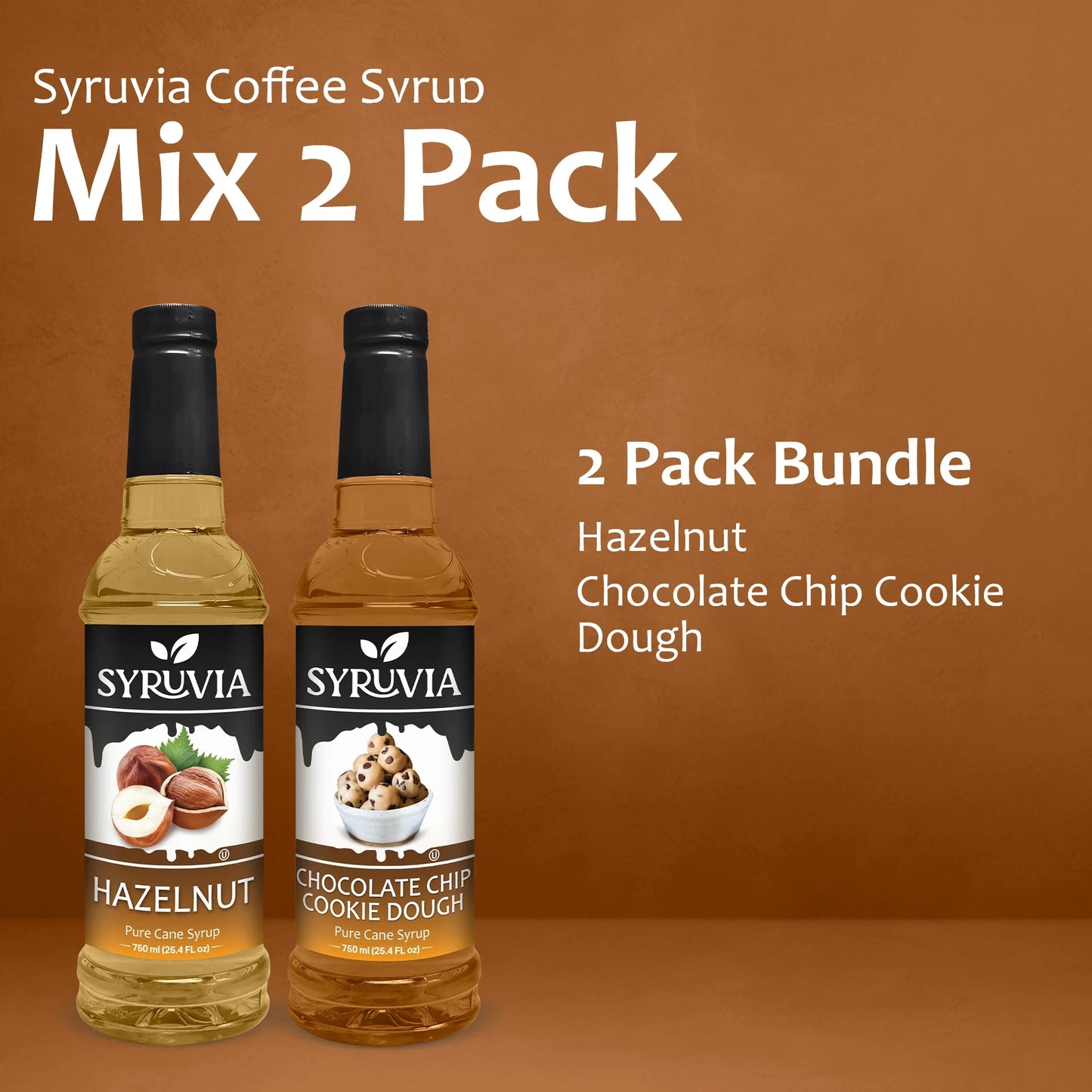 Variety Pack, Hazelnut, and Chocolate Chip Cookie Dough Syrup