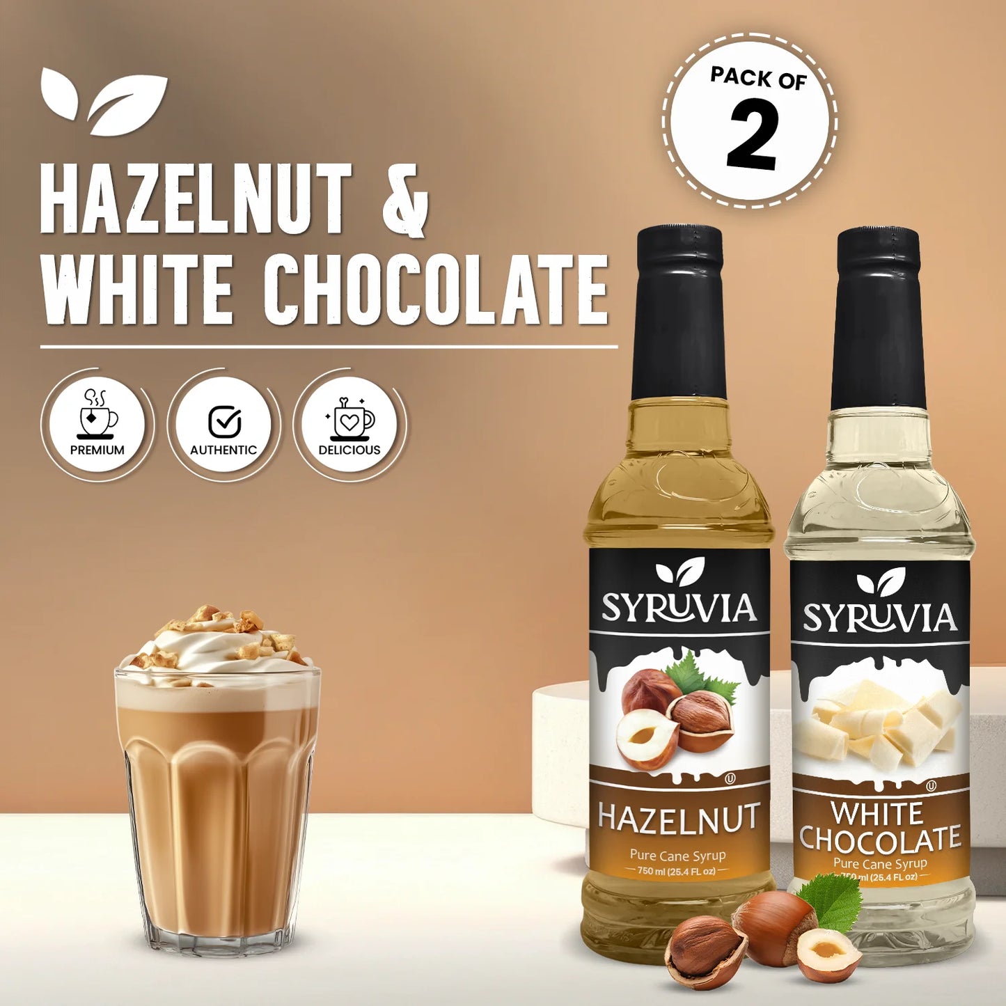 Variety Pack, Hazelnut, and White Chocolate Syrup