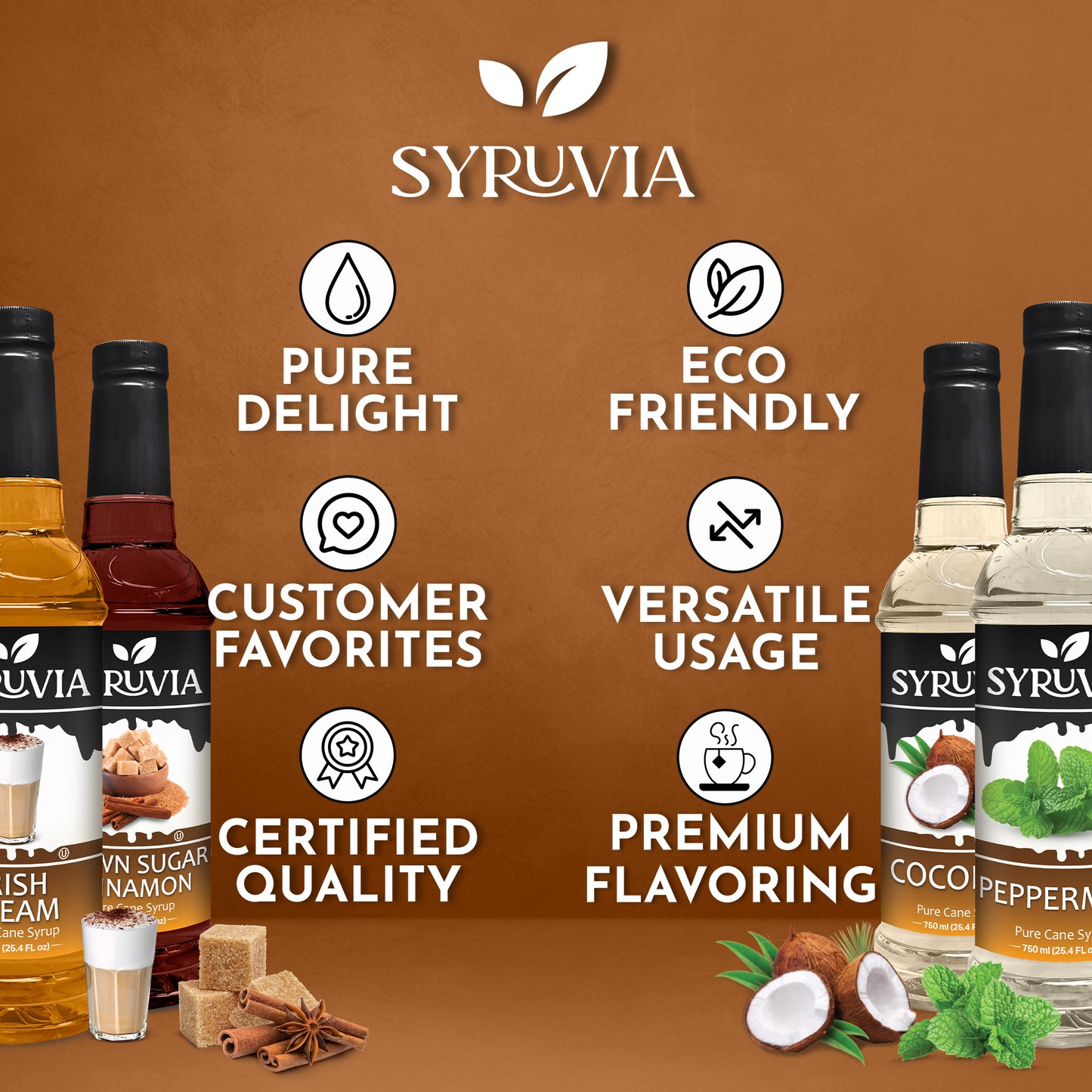 Variety Pack, Irish Cream, Brown Sugar Cinnamon, Coconut, and Peppermint Syrup