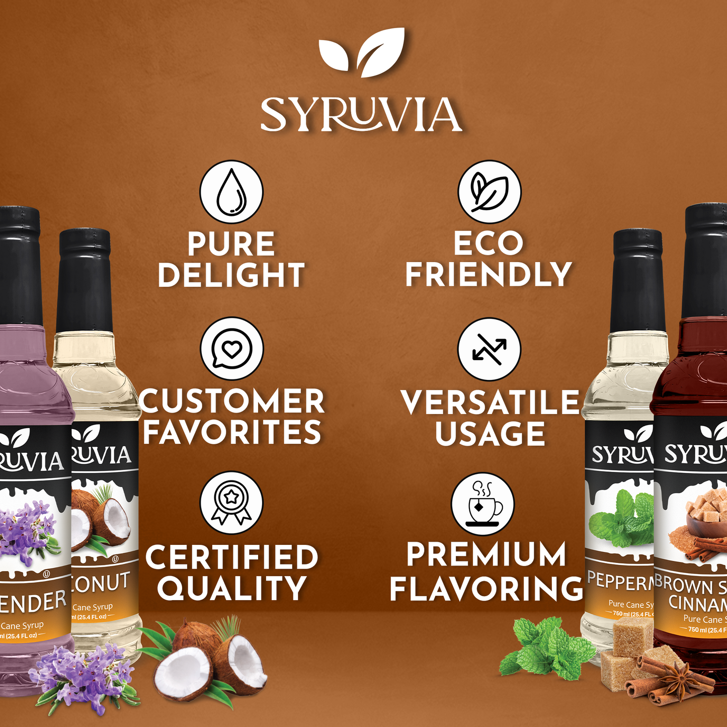 Variety Pack, Lavender, Coconut, Peppermint, and Brown Sugar Cinnamon Syrup