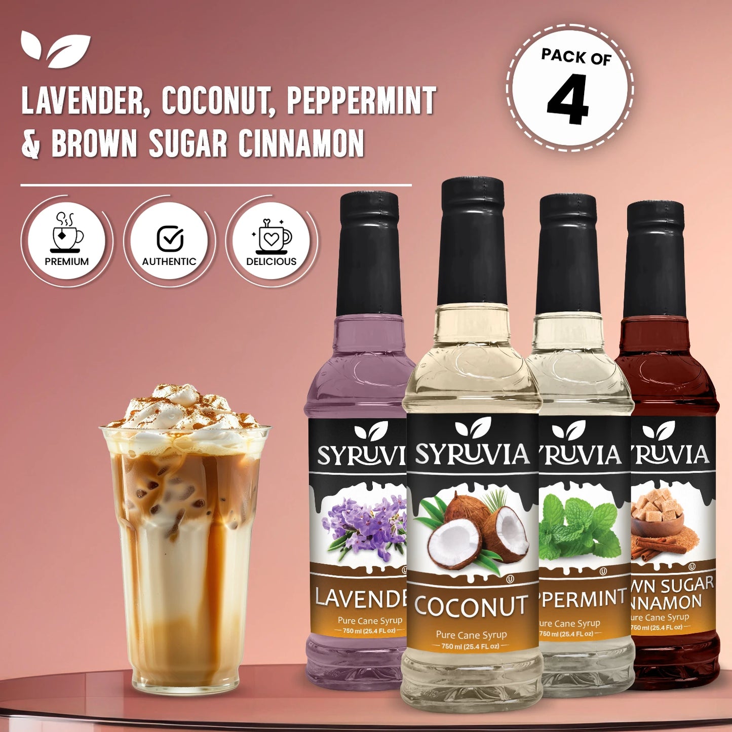 Variety Pack, Lavender, Coconut, Peppermint, and Brown Sugar Cinnamon Syrup