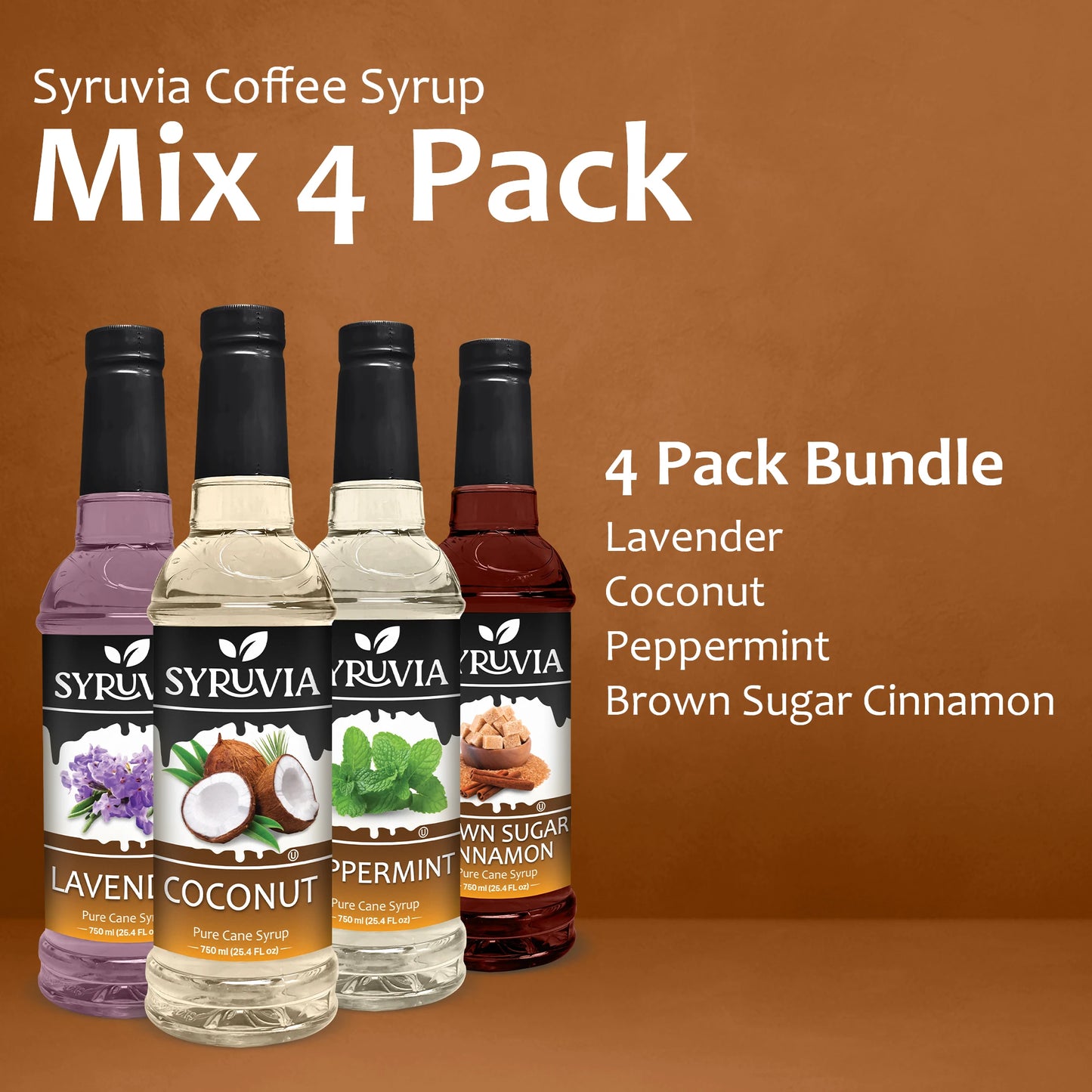 Variety Pack, Lavender, Coconut, Peppermint, and Brown Sugar Cinnamon Syrup