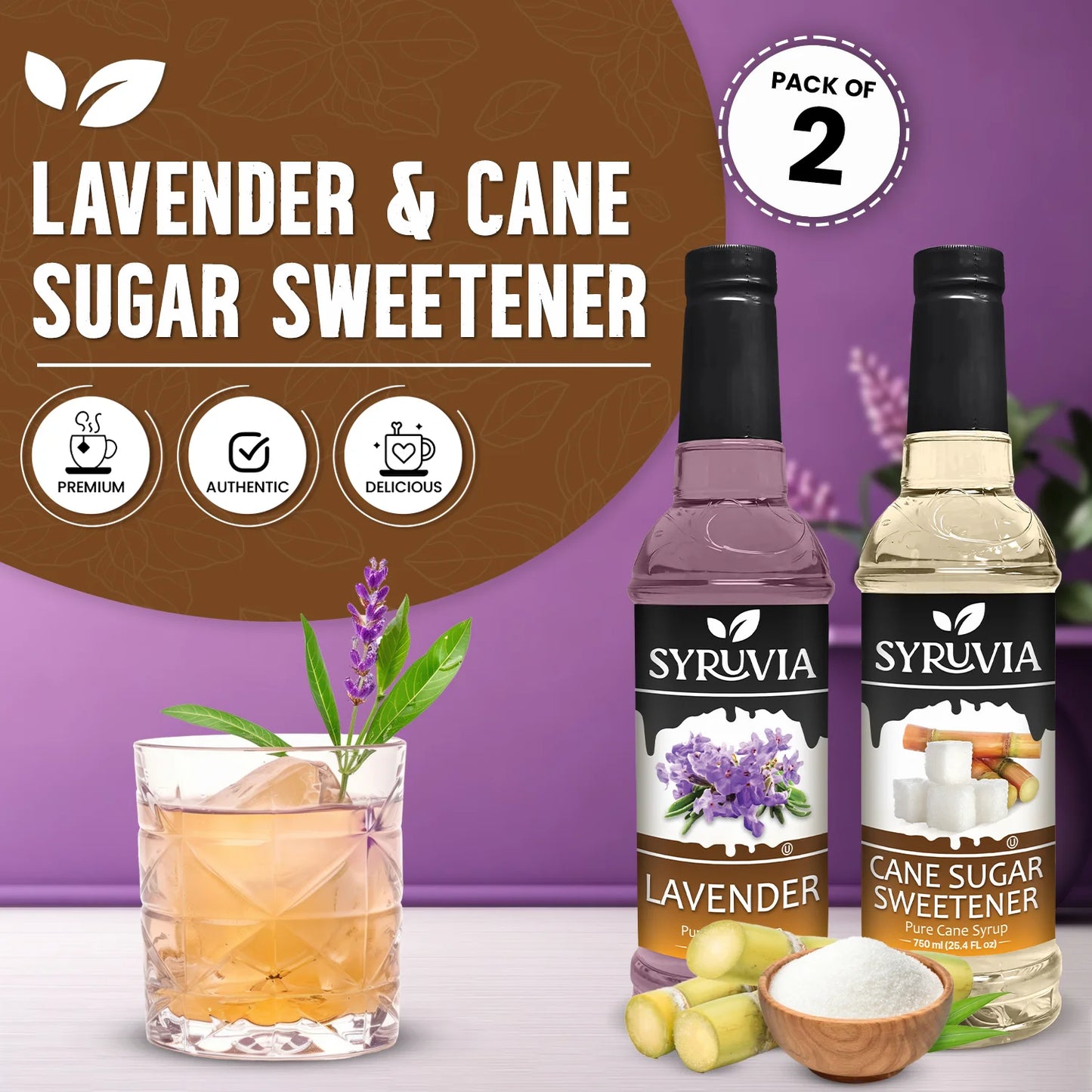 Variety Pack, Lavender, and Cane Sugar Sweetener Syrup