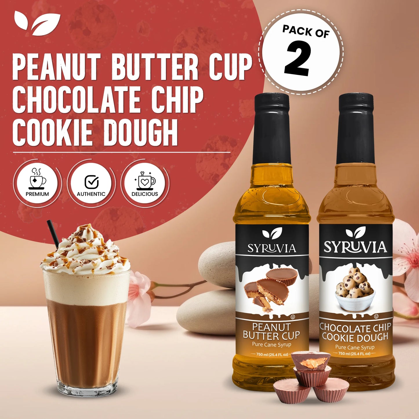Variety Pack, Peanut Butter Cup, and Chocolate Chip Cookie Dough Syrup