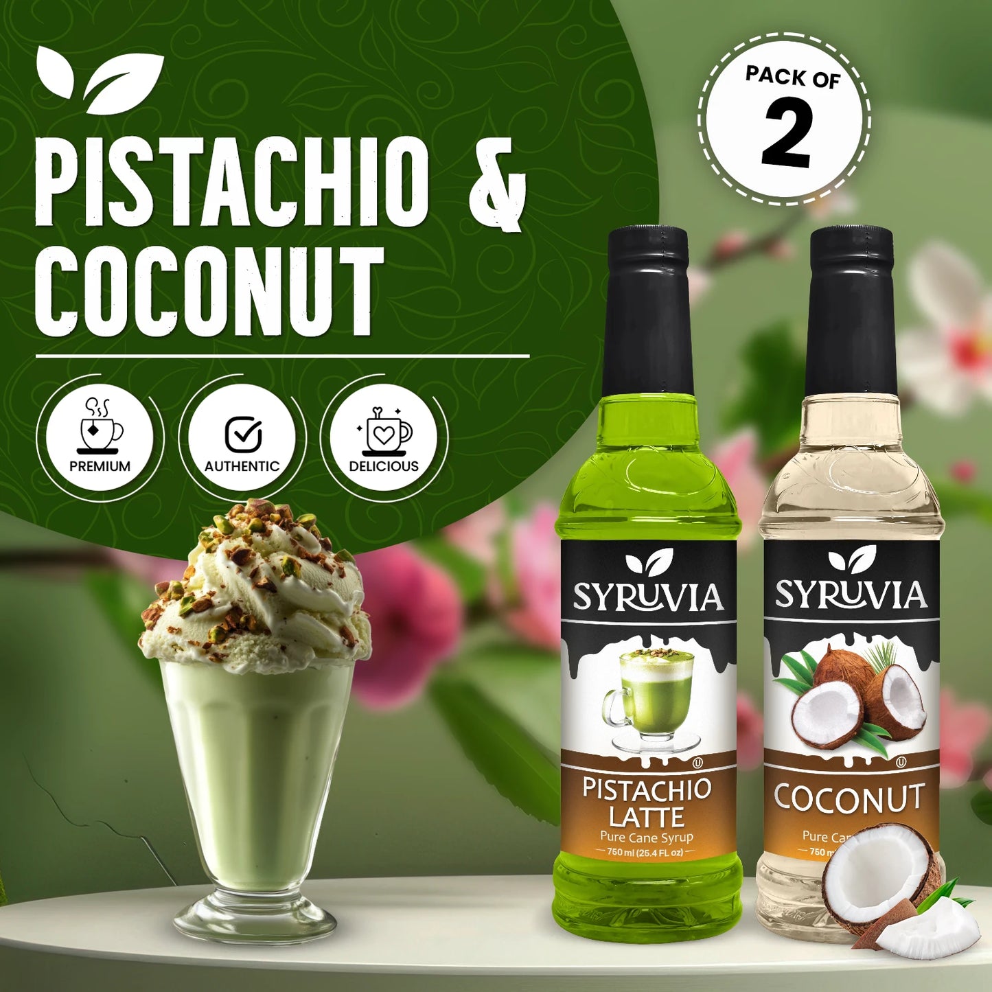 Variety Pack, Pistachio Latte, and Coconut Syrup