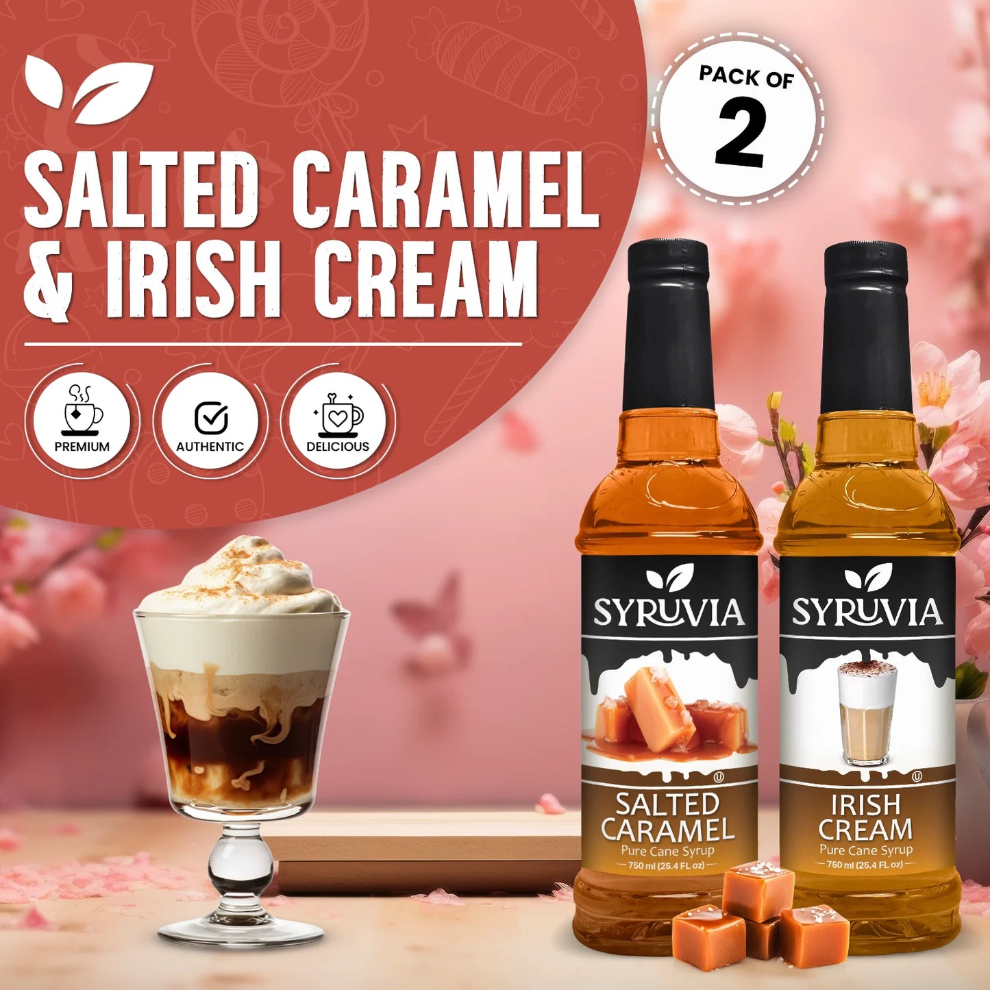 Variety Pack, Salted Caramel, and Irish Cream Syrup