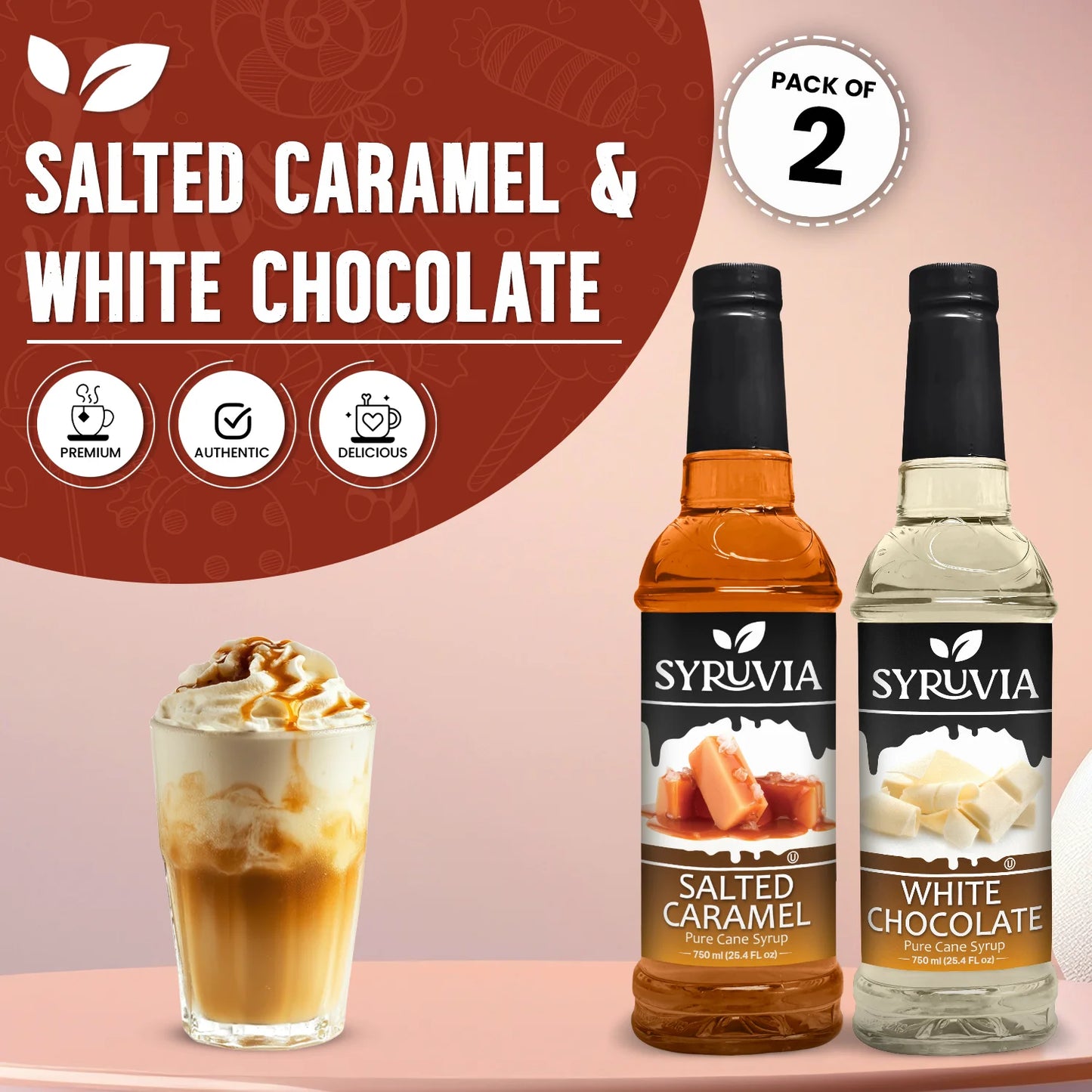 Variety Pack, Salted Caramel, and White Chocolate Syrup