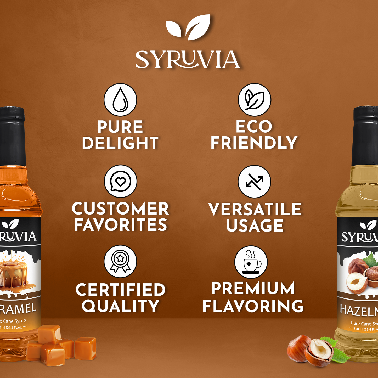 Variety Pack, Caramel, and Hazelnut Syrup