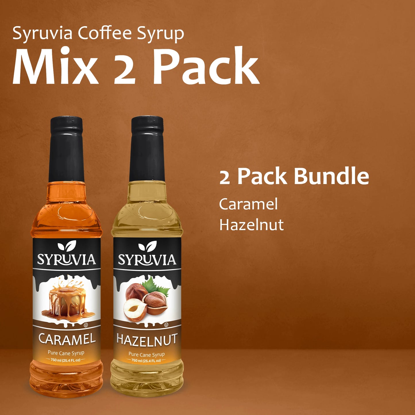 Variety Pack, Caramel, and Hazelnut Syrup