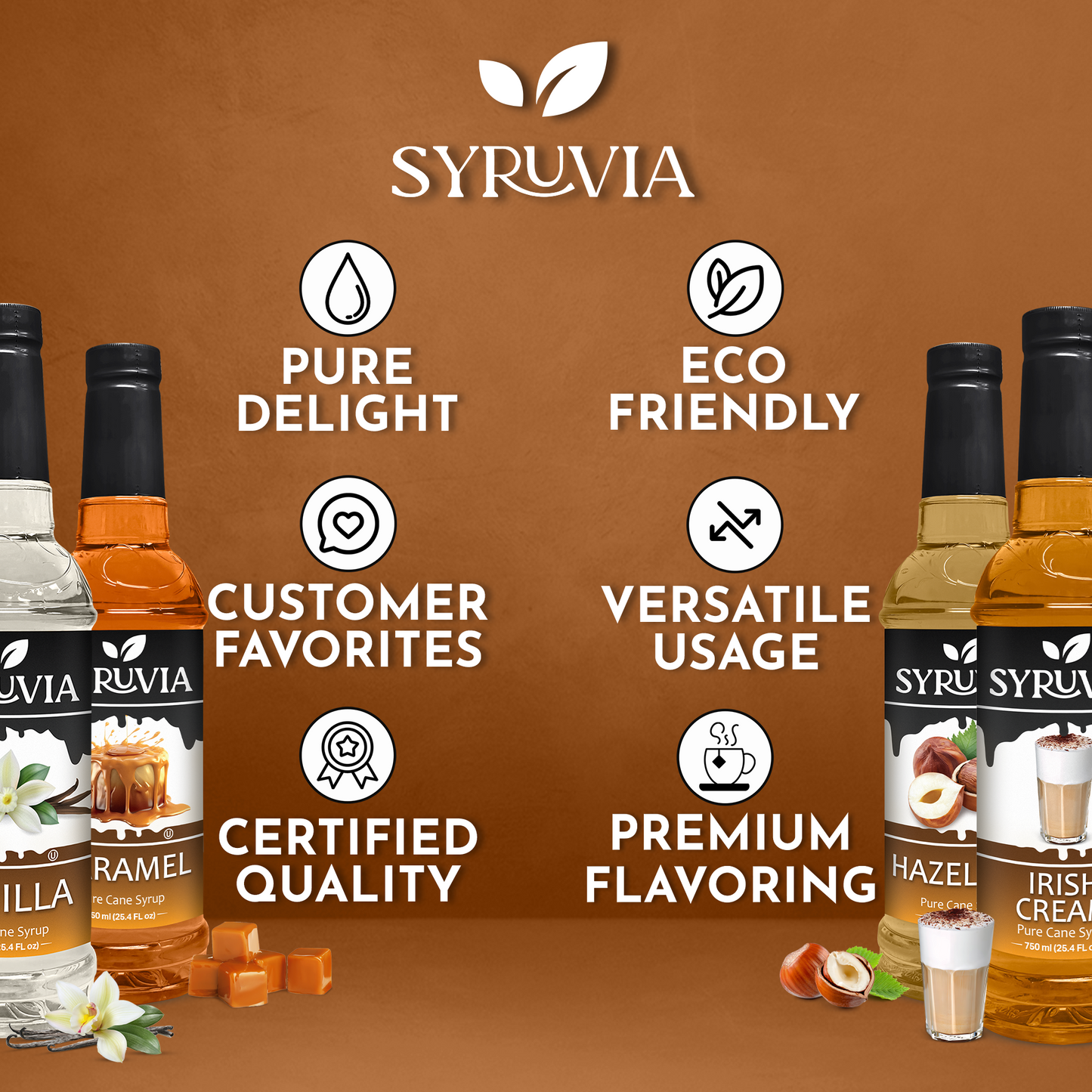 Variety Pack, Vanilla, Salted Caramel, Hazelnut, and Irish Cream Syrup