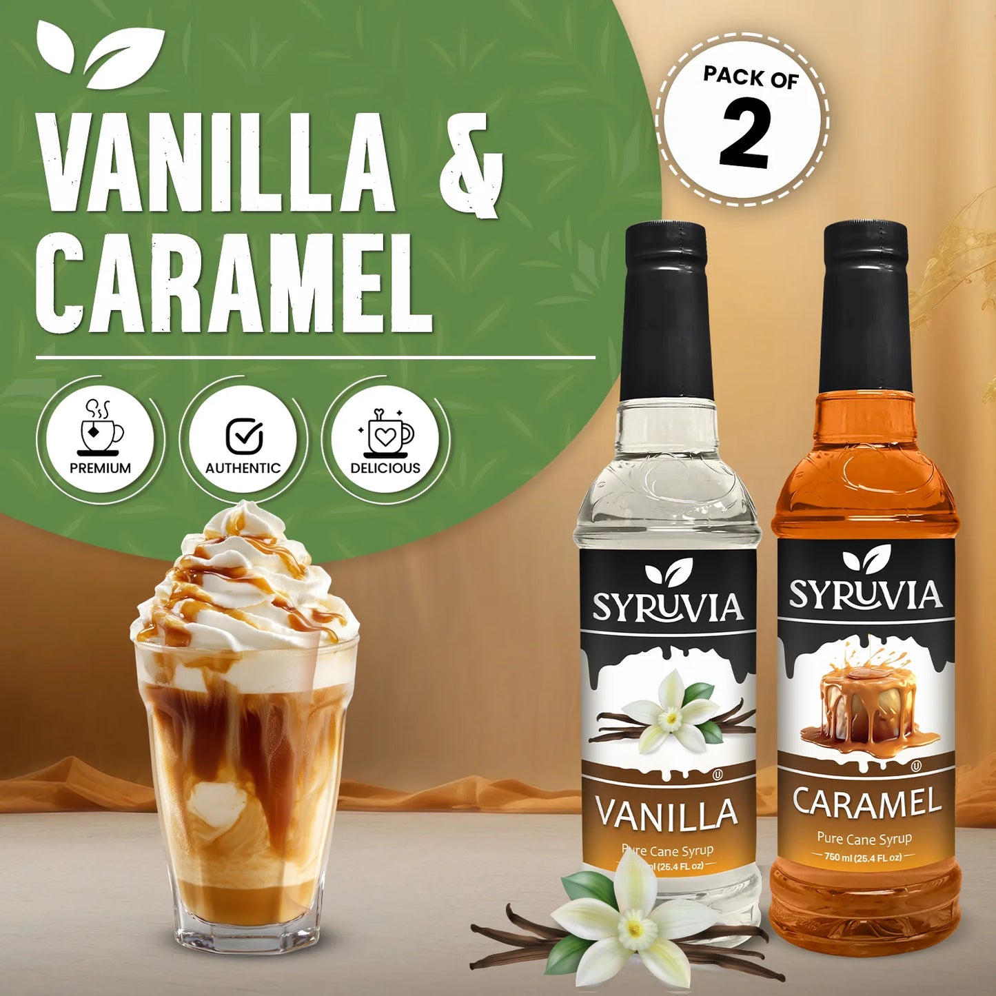 Variety Pack, Vanilla, and Caramel Syrup