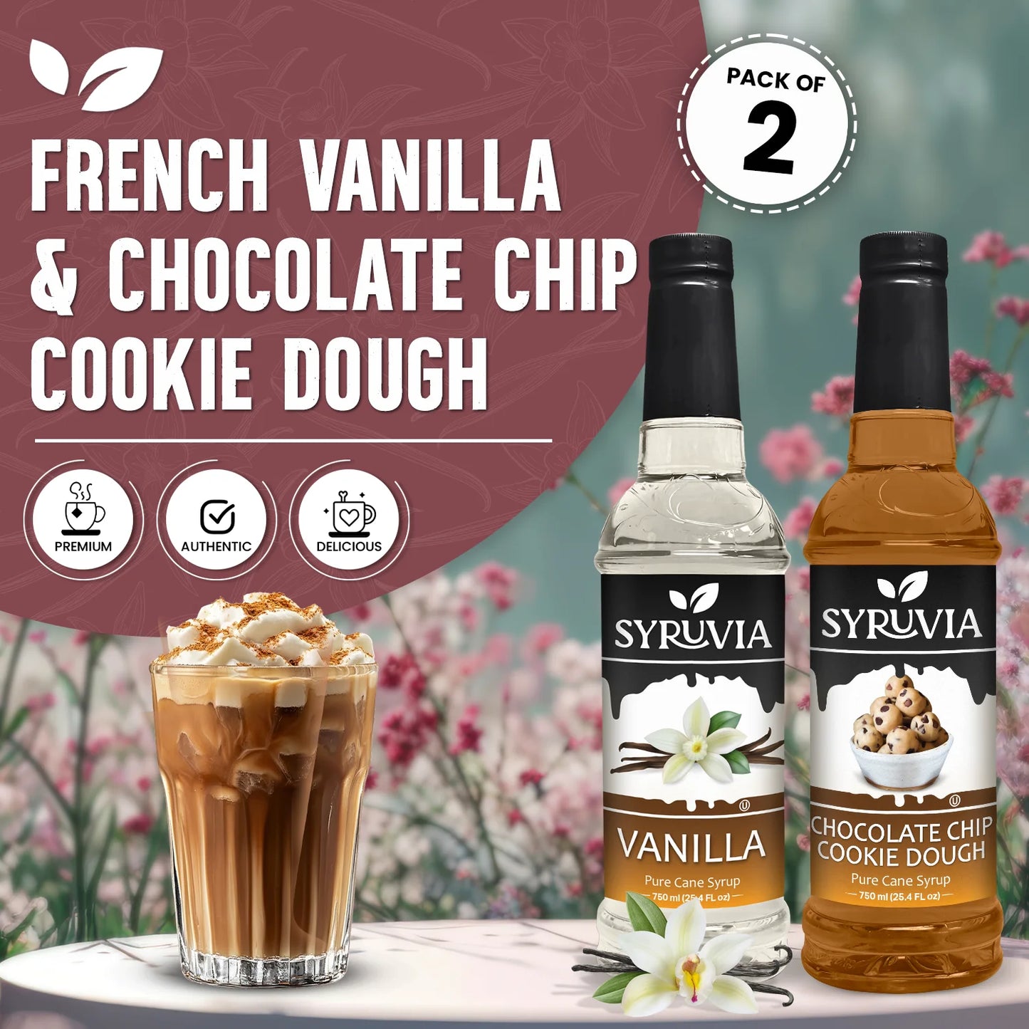 Variety Pack, Vanilla, and Chocolate Chip Cookie Dough Syrup