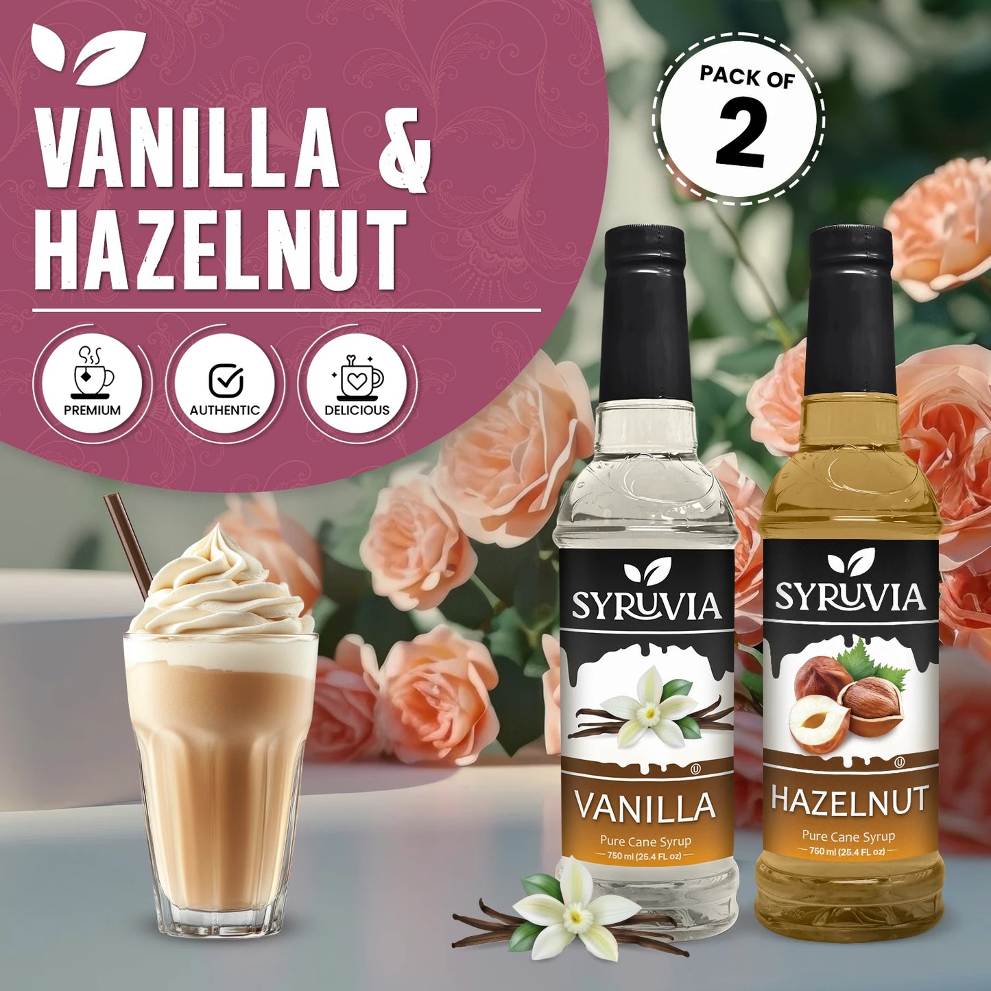 Variety Pack, Vanilla, and Hazelnut Syrup