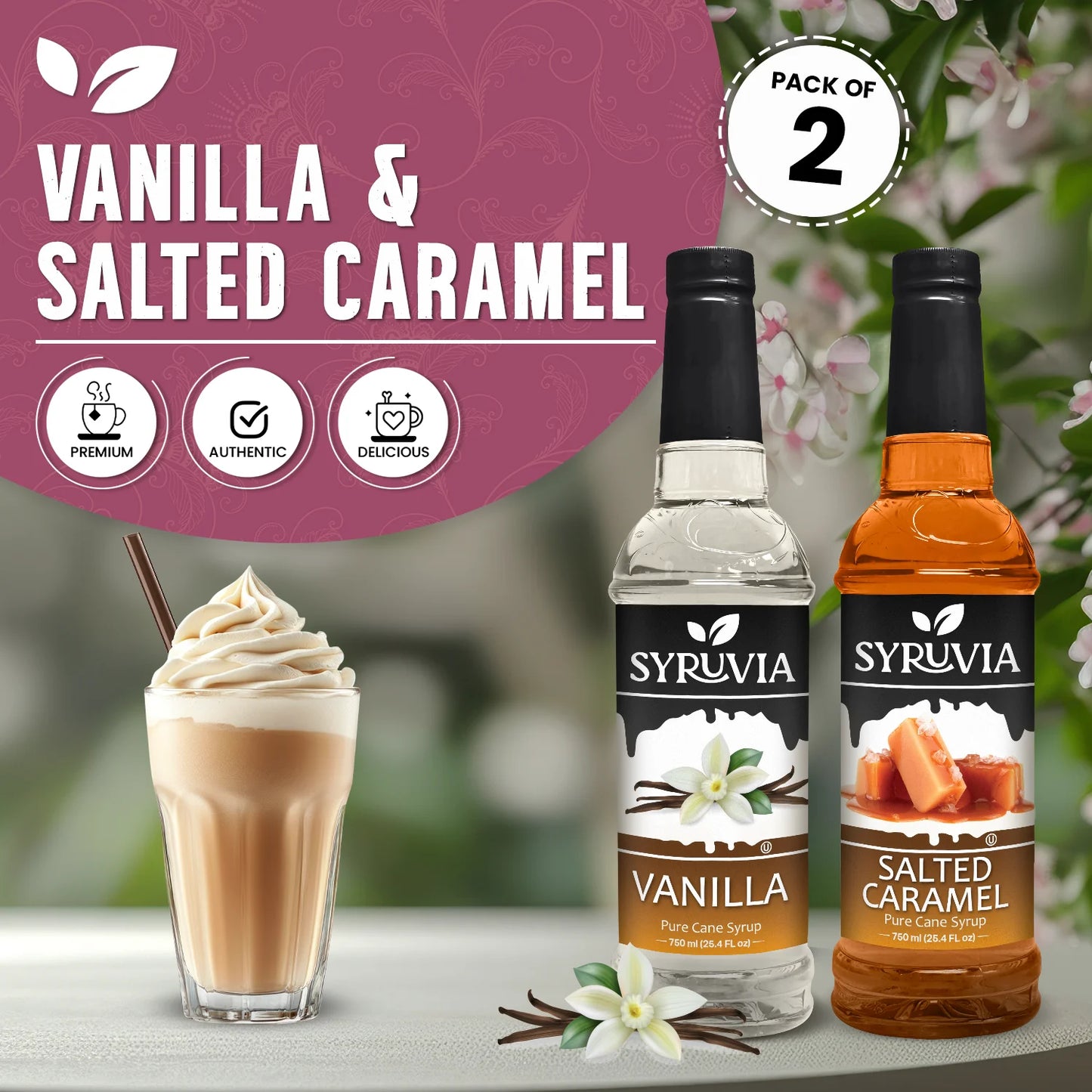 Variety Pack, Vanilla, and Salted Caramel Syrup