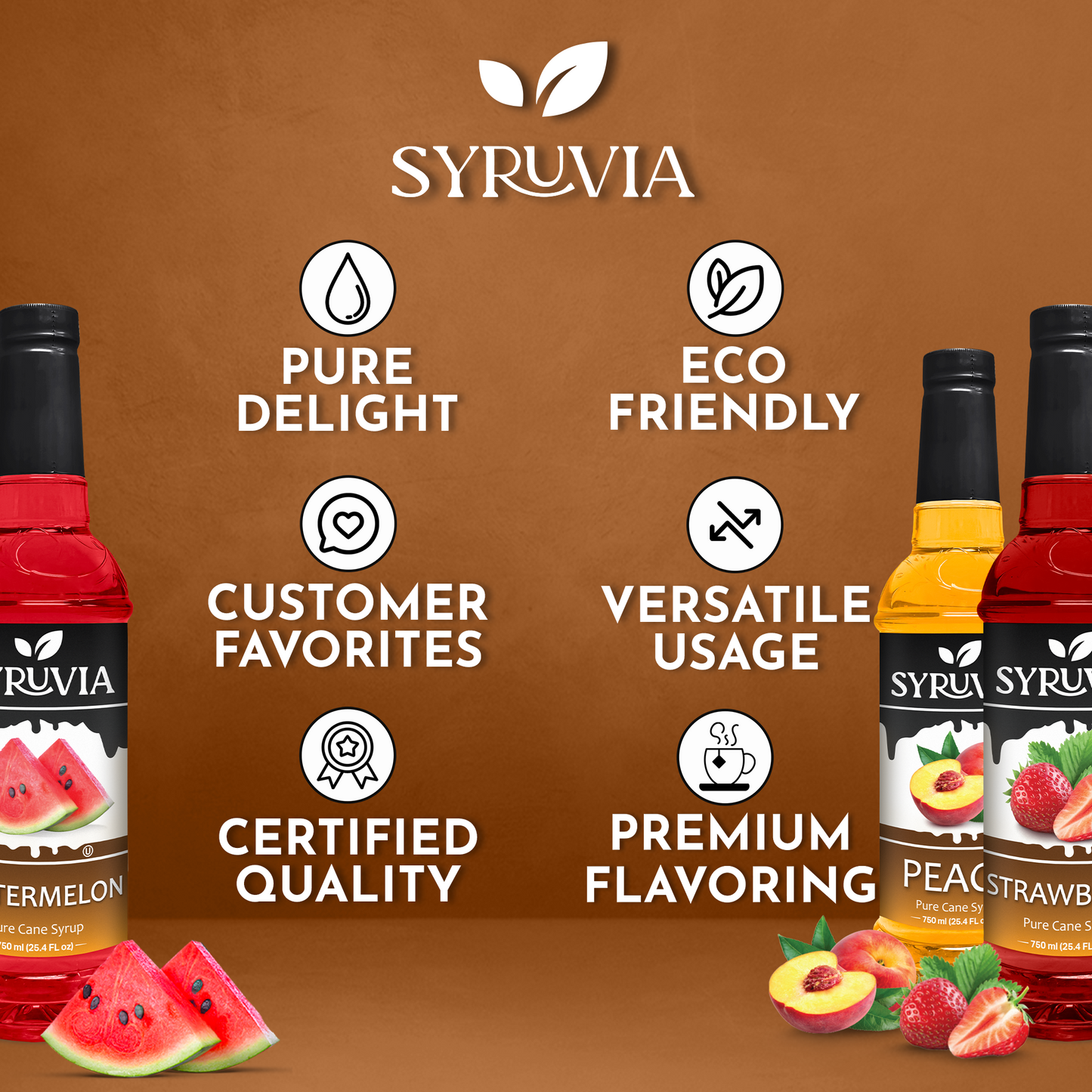 Variety Pack, Watermelon, Peach, and Strawberry Syrup