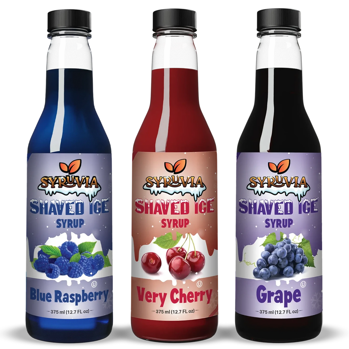 Variety Pack Blue Raspberry Very Cherry Grape Shaved Ice Syrup