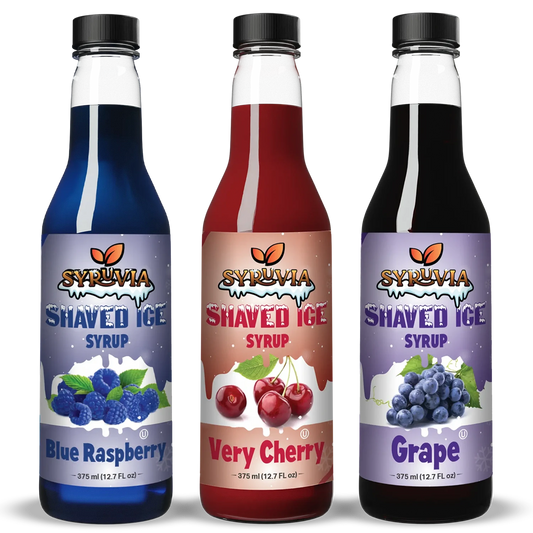 Variety Pack Blue Raspberry Very Cherry Grape Shaved Ice Syrup