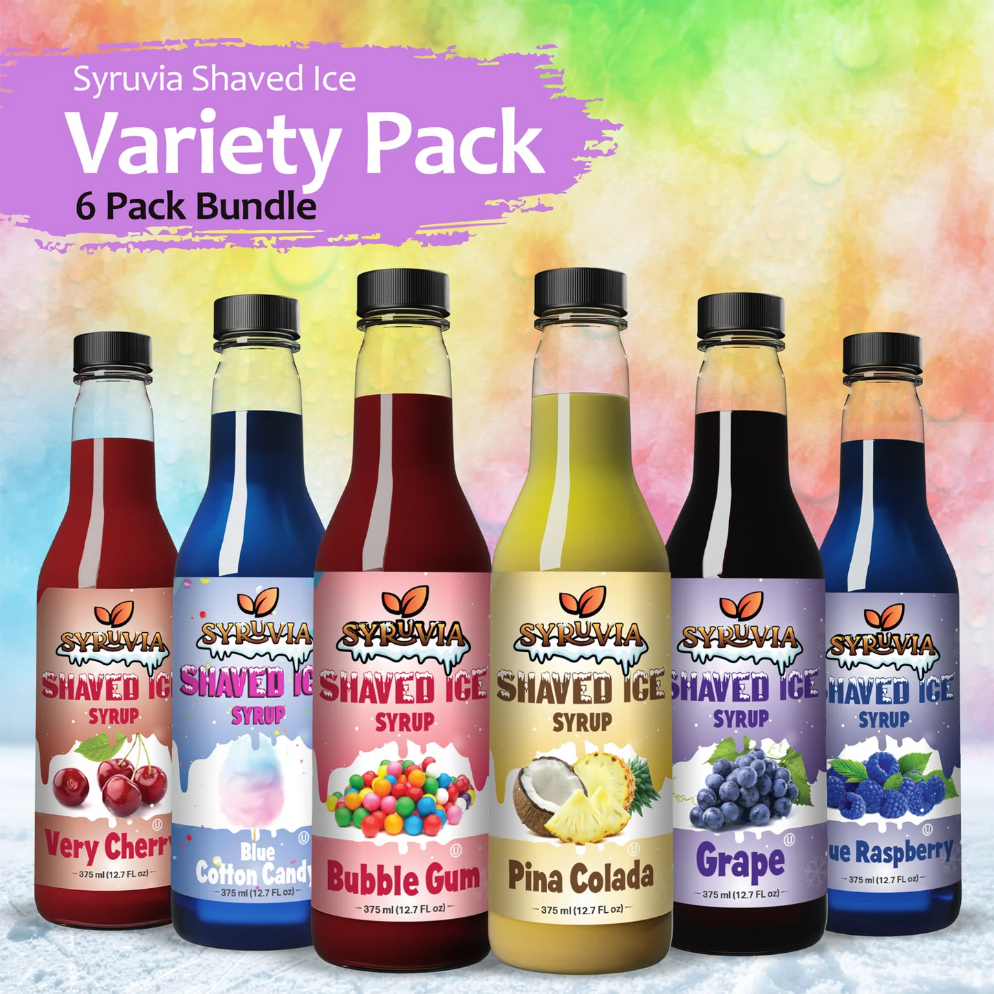Variety pack Blue Cotton Candy Bubble Gum Pina Colada Blue Raspberry Cherry Grape  Shaved ice syrup