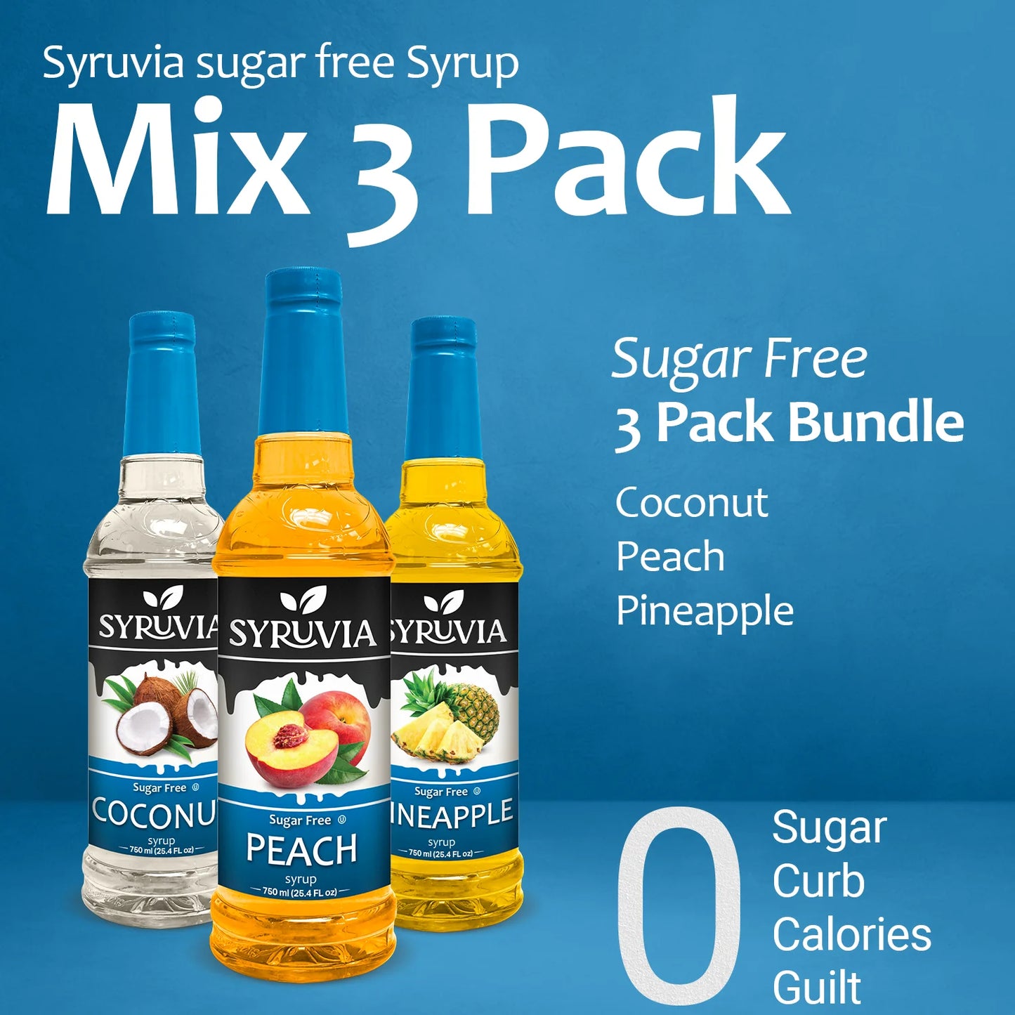 Variety pack zero  Sugar  Coconut Peach Pineapple for cocktails