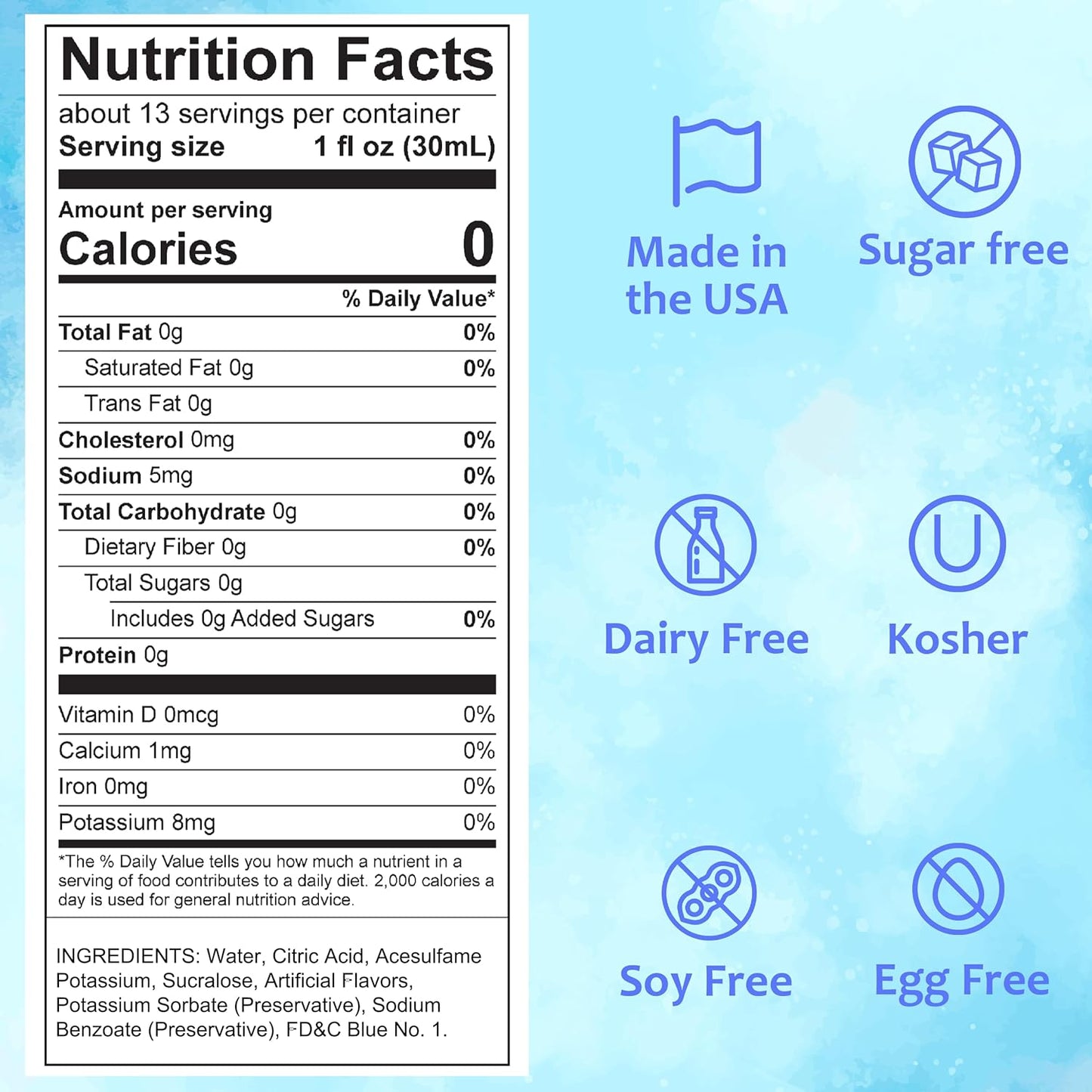 blue cotton candy syrup sugar free nutrition facts