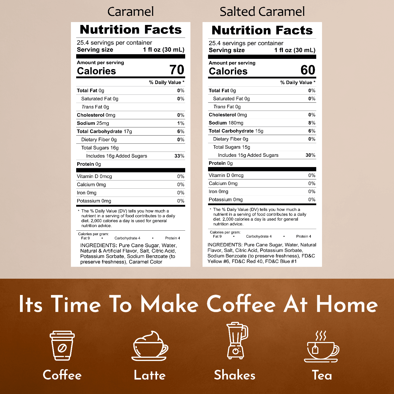 caramel salted caramel nutrition facts