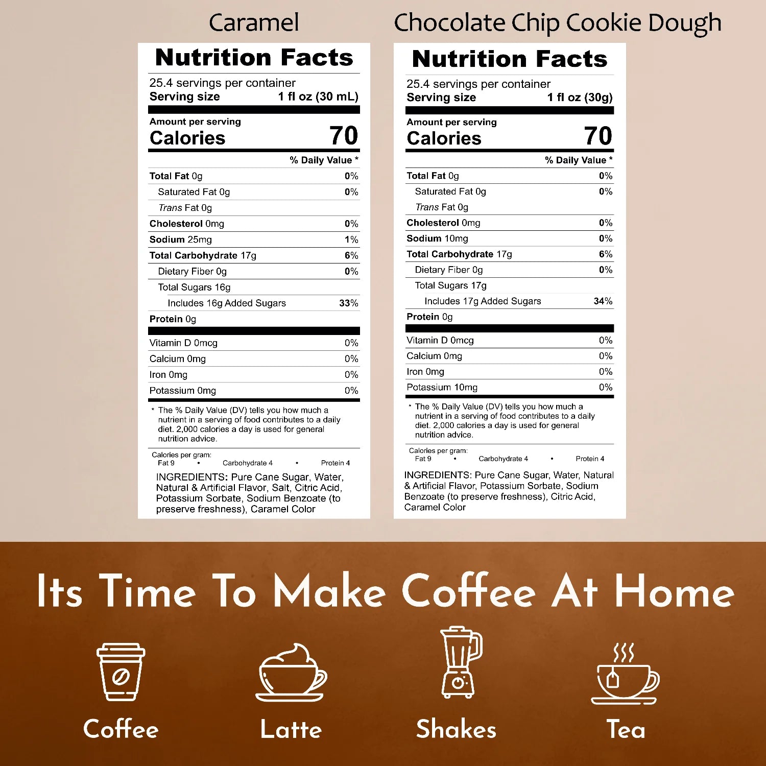 Syruvia chocolate chip cookie dough caramel syrup nutrition facts