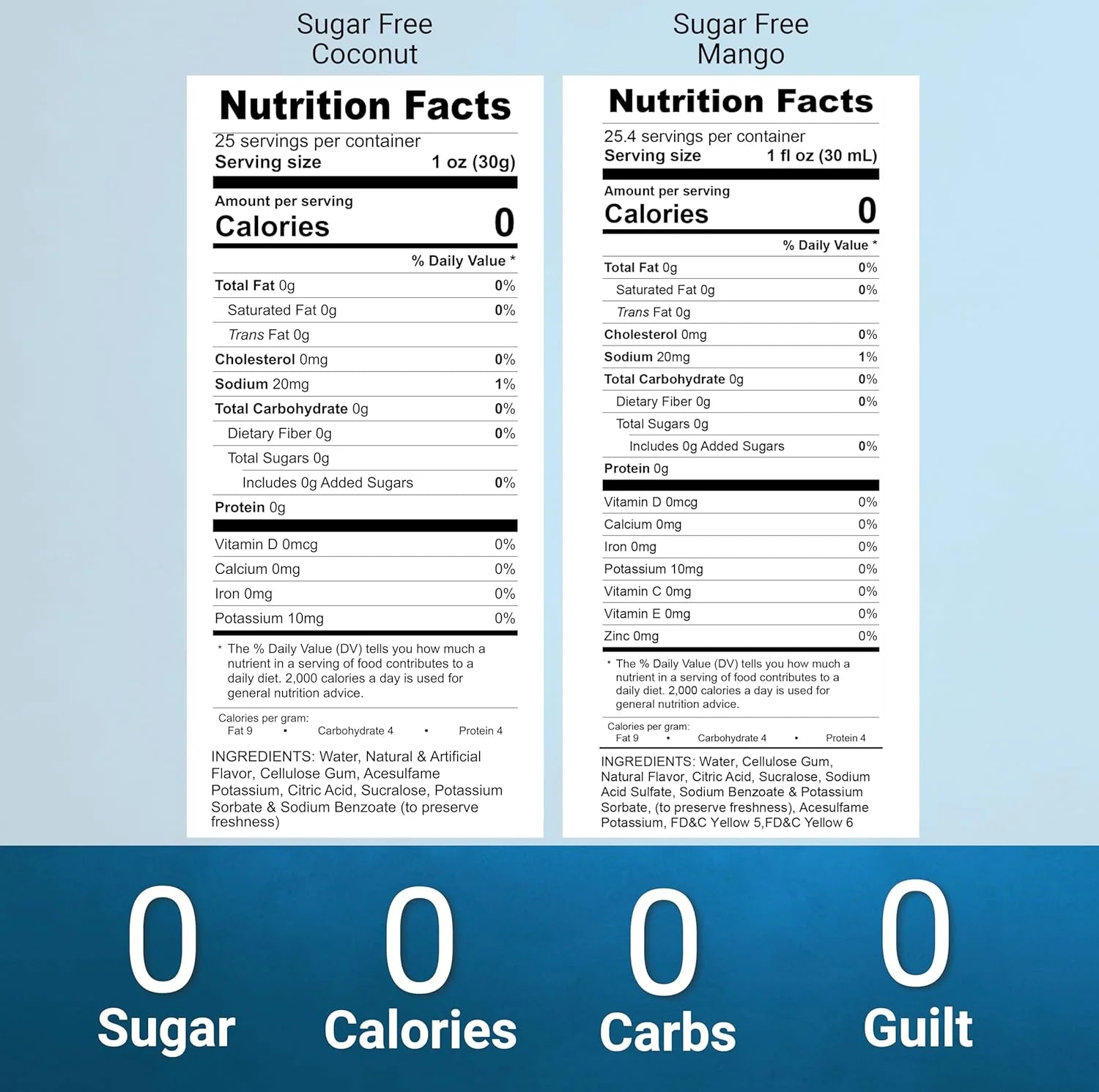 coconut mango sugar free syrup  nutrition facts